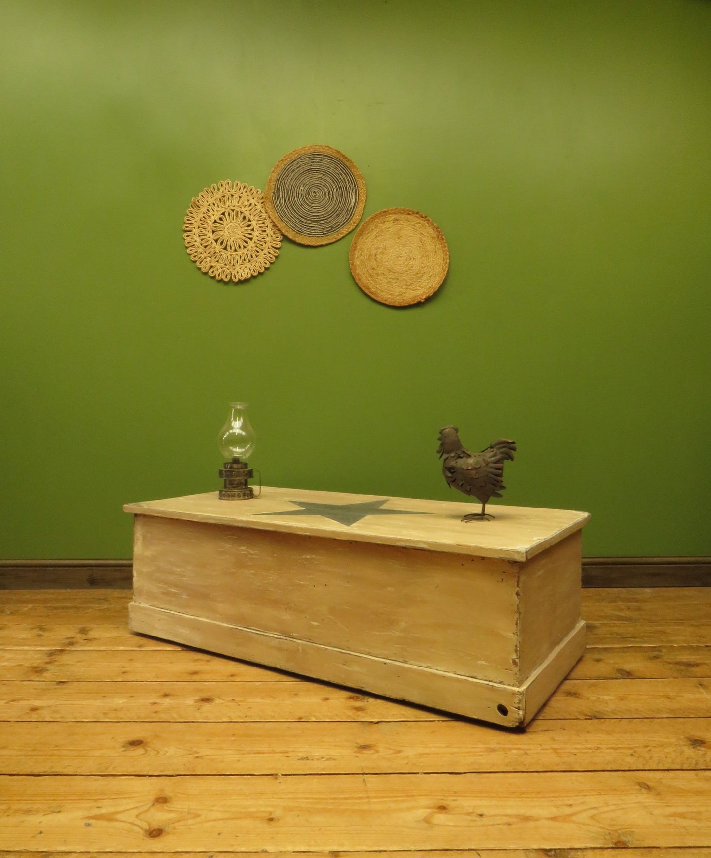 Folk Art Painted Blanket Box with Barn Star Design