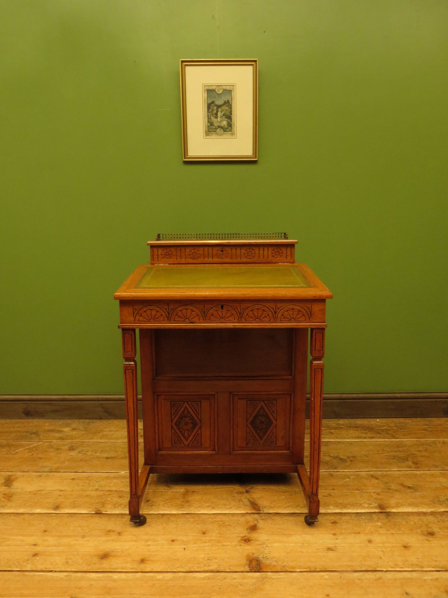 Antique Davenport with Leather top