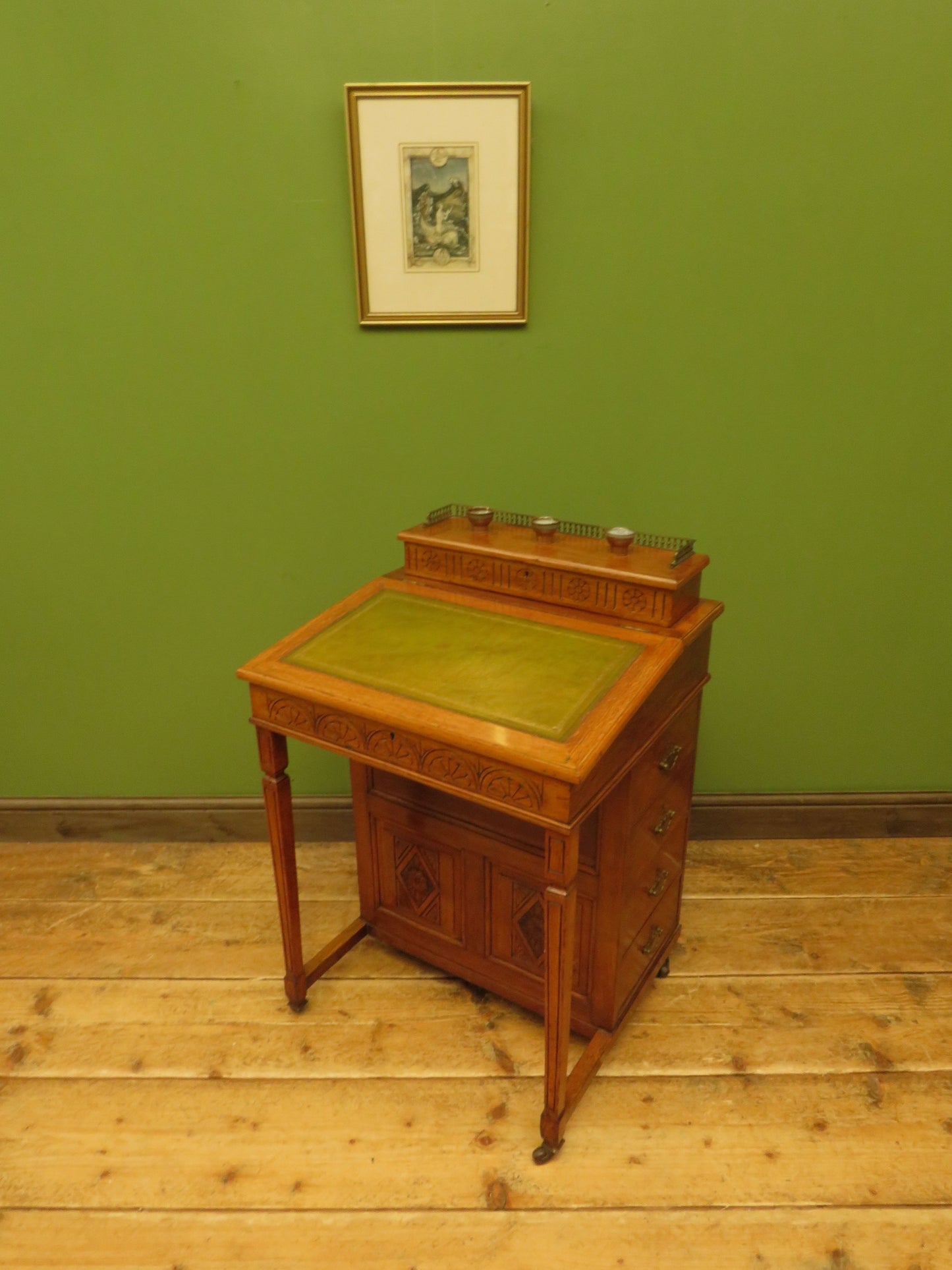 Antique Davenport with Leather top