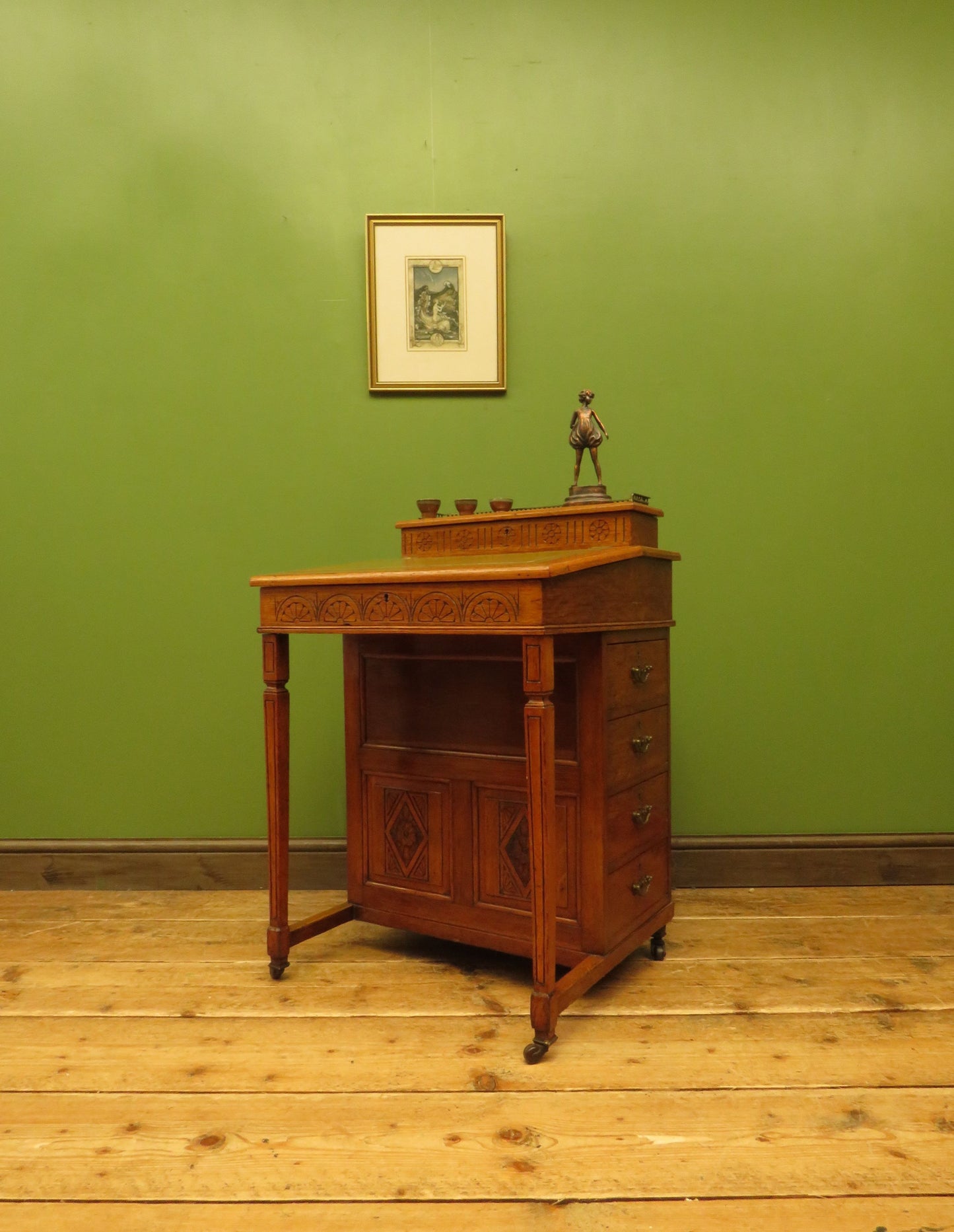 Antique Davenport with Leather top