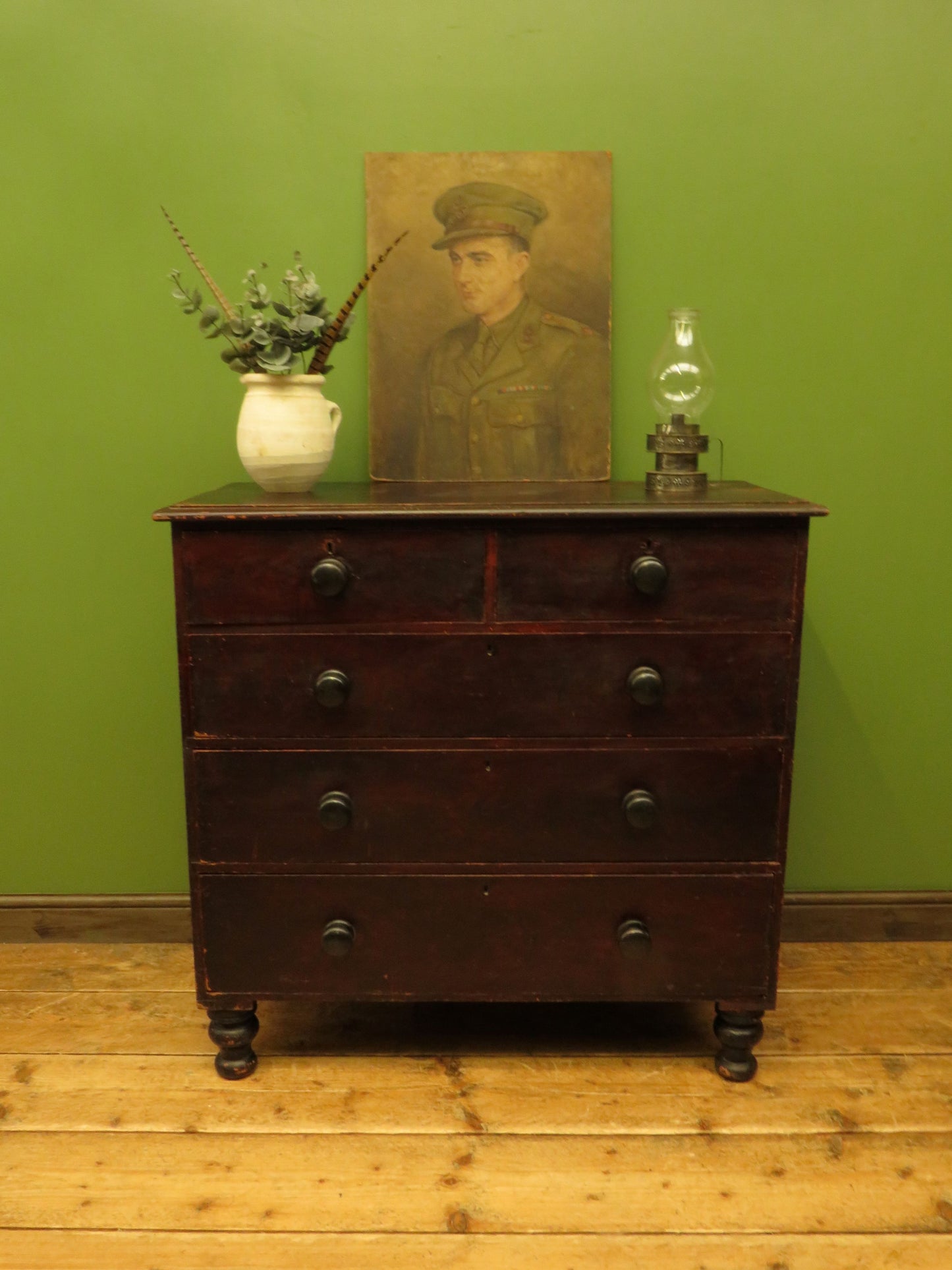 Antique Stained Pine Chest of Drawers