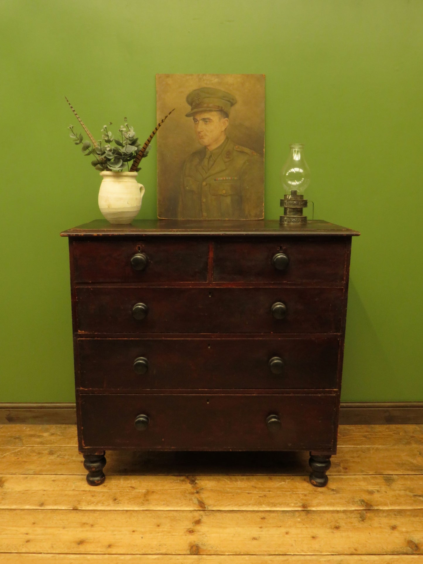 Antique Stained Pine Chest of Drawers