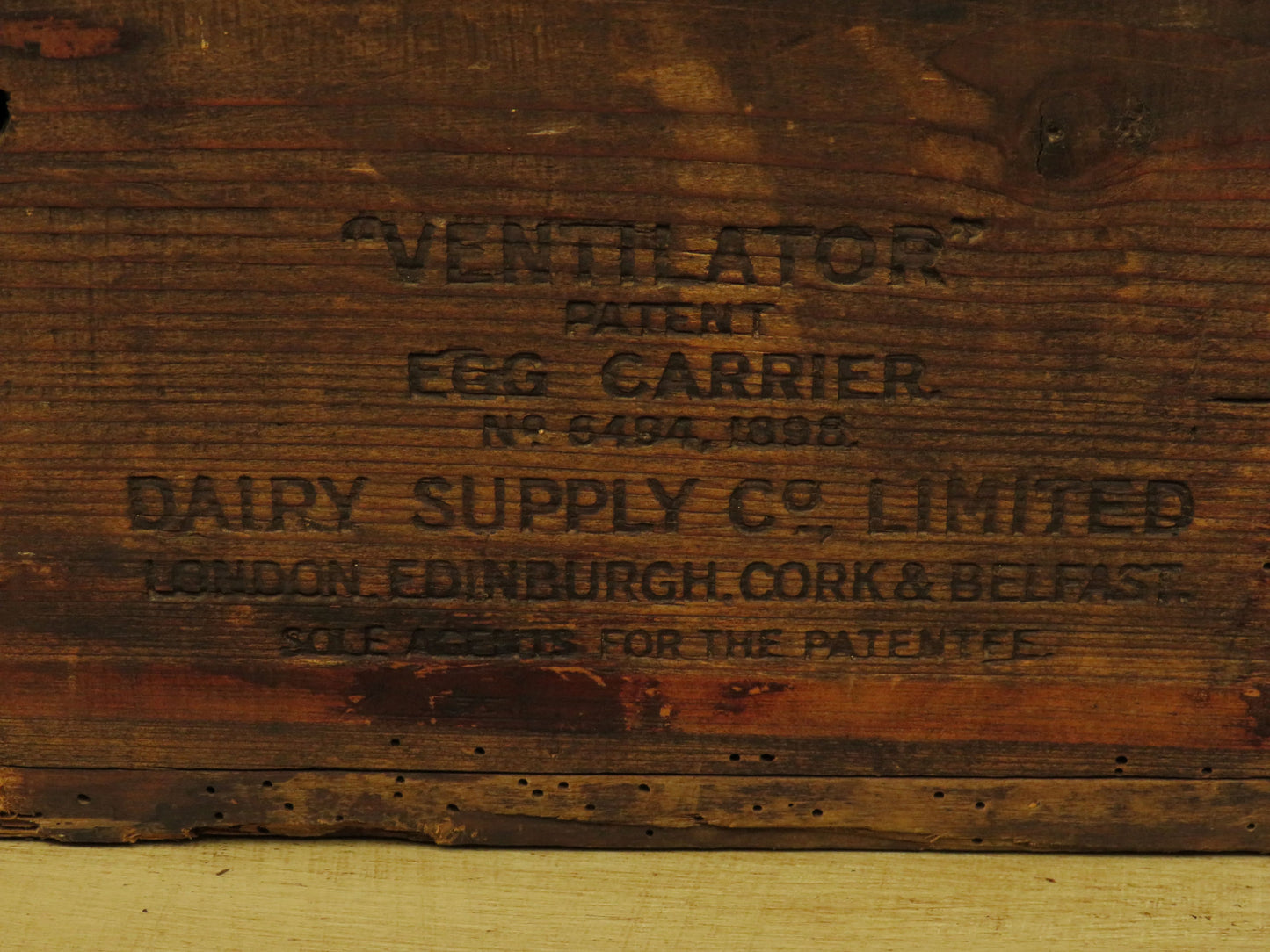 Rare Vintage Wooden 'Ventilator' patented Egg Crate, Dairy Supply Co