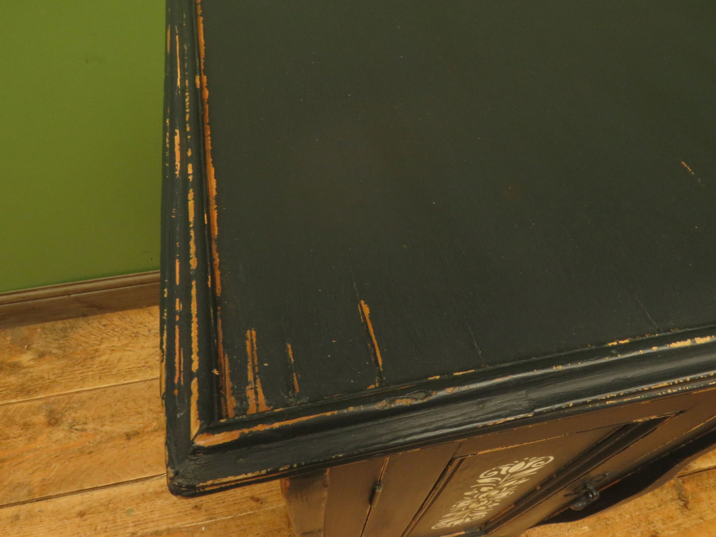 Small Black French Cupboard with Stencil decoration