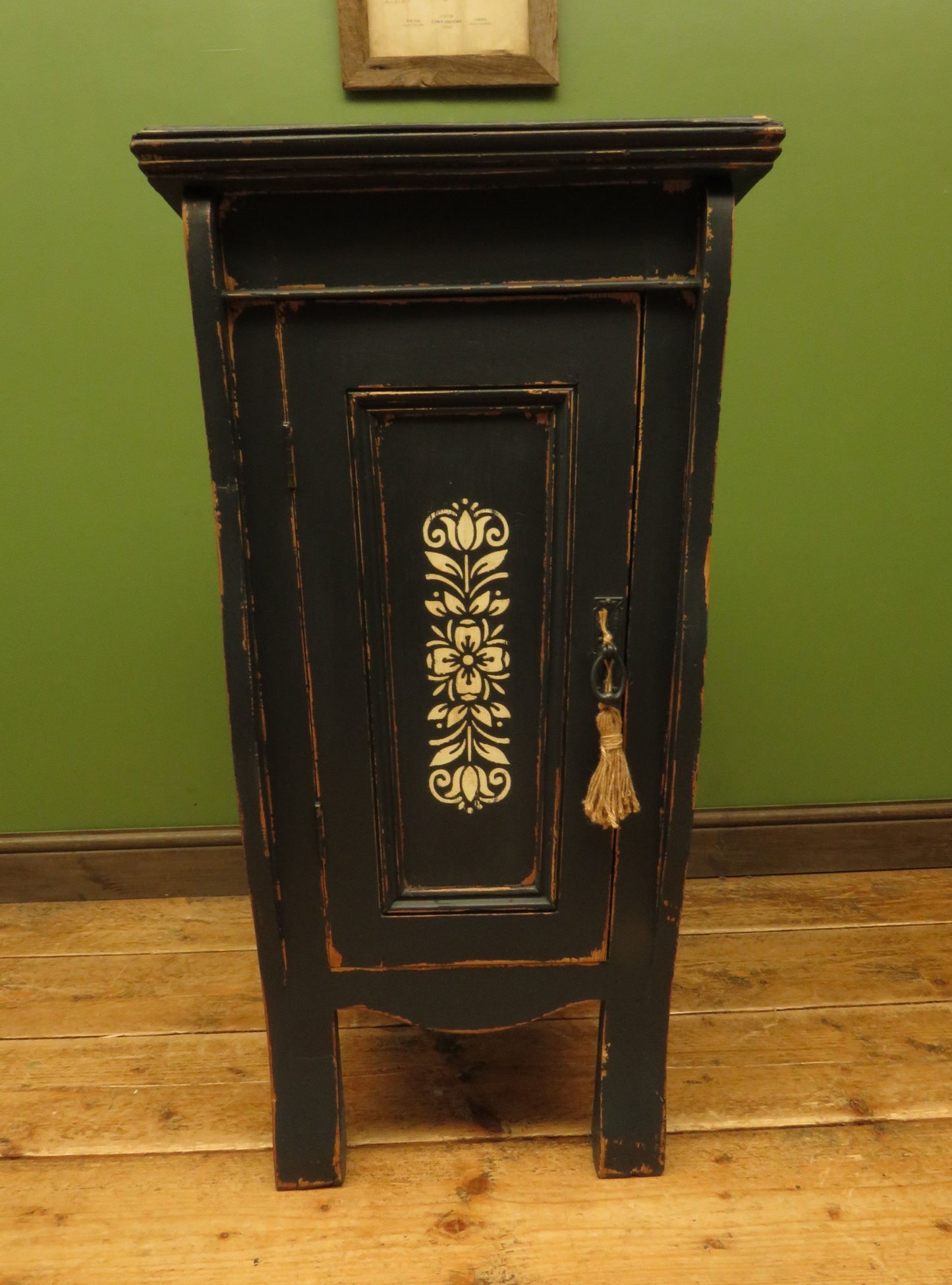 Small Black French Cupboard with Stencil decoration