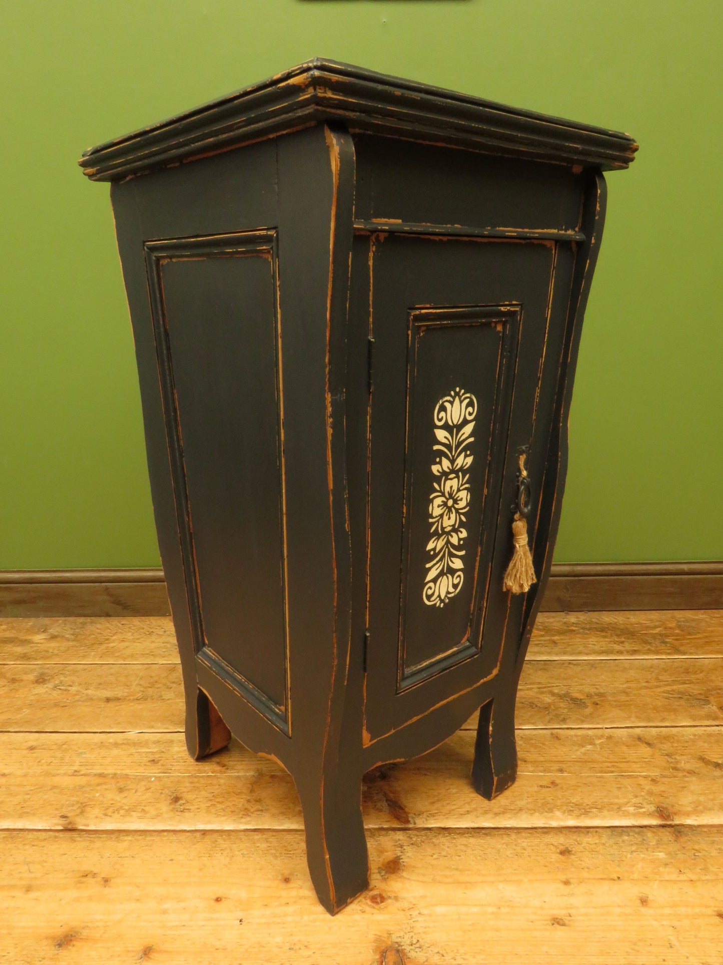 Small Black French Cupboard with Stencil decoration