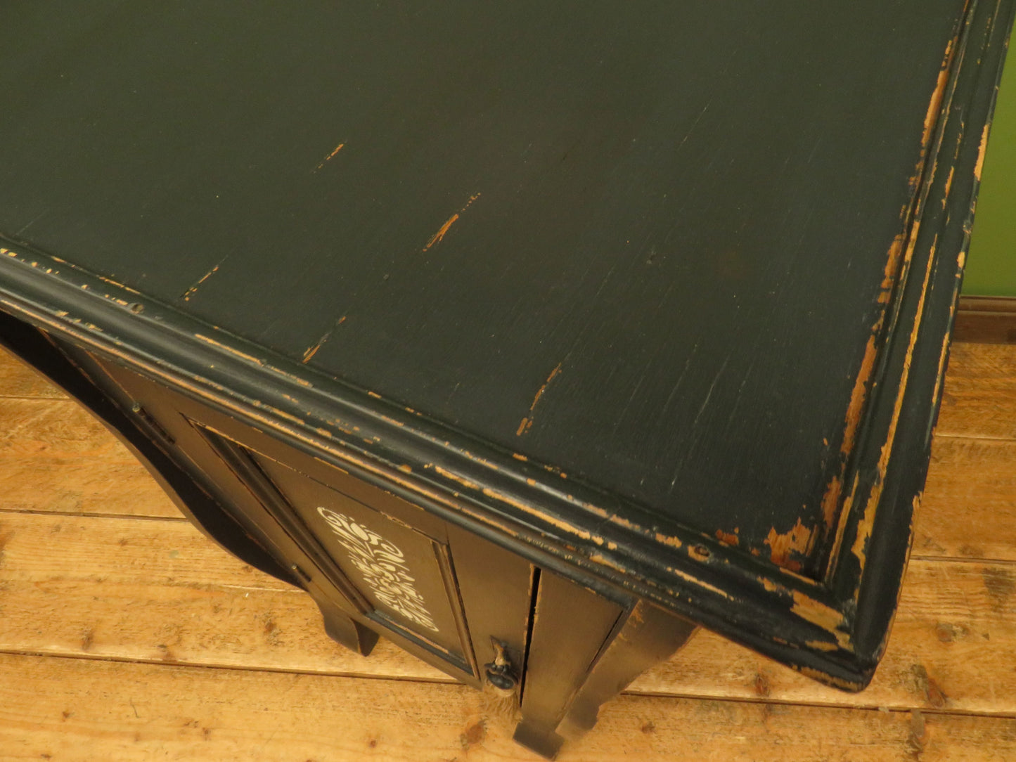 Small Black French Cupboard with Stencil decoration