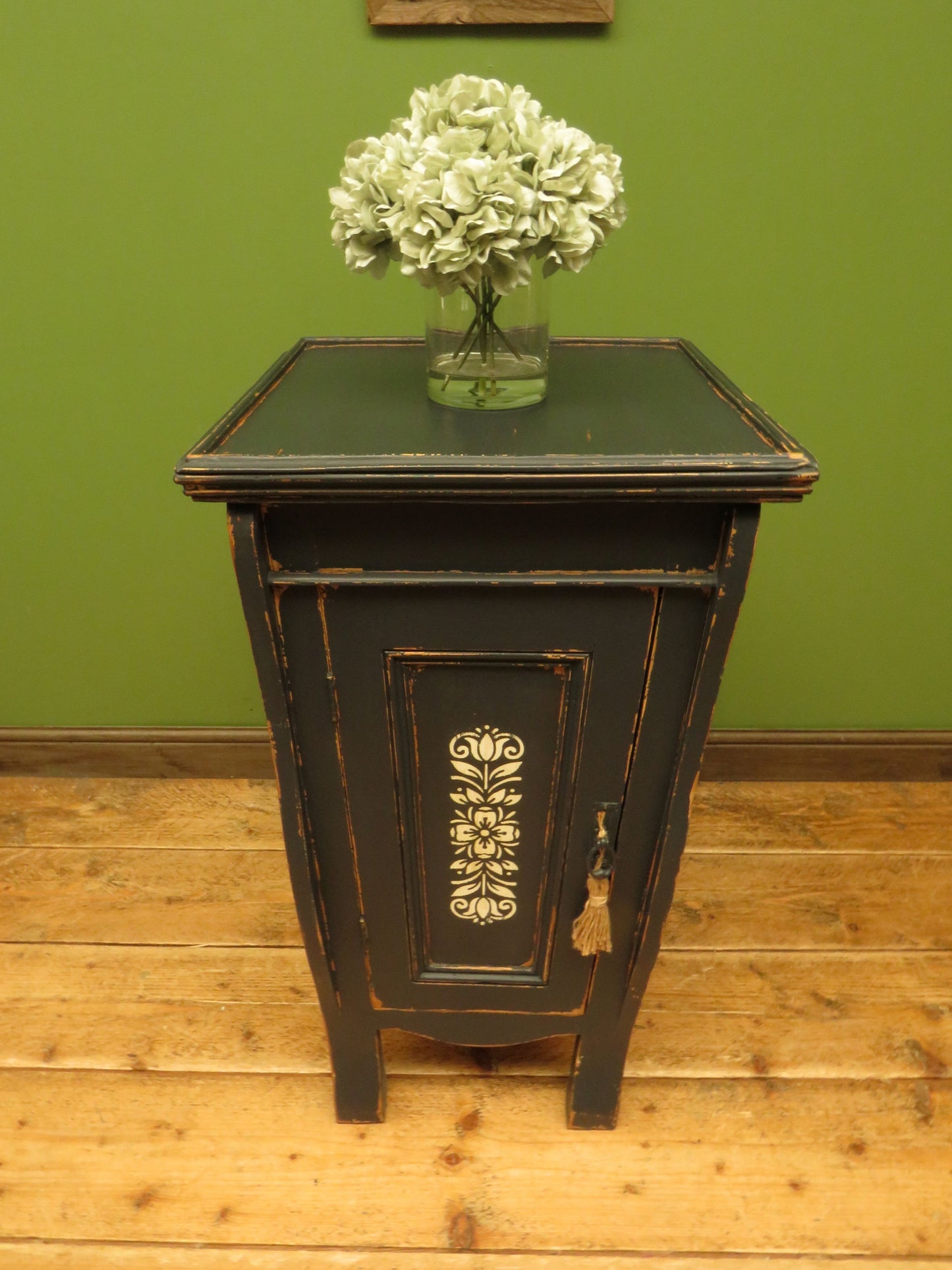 Small Black French Cupboard with Stencil decoration