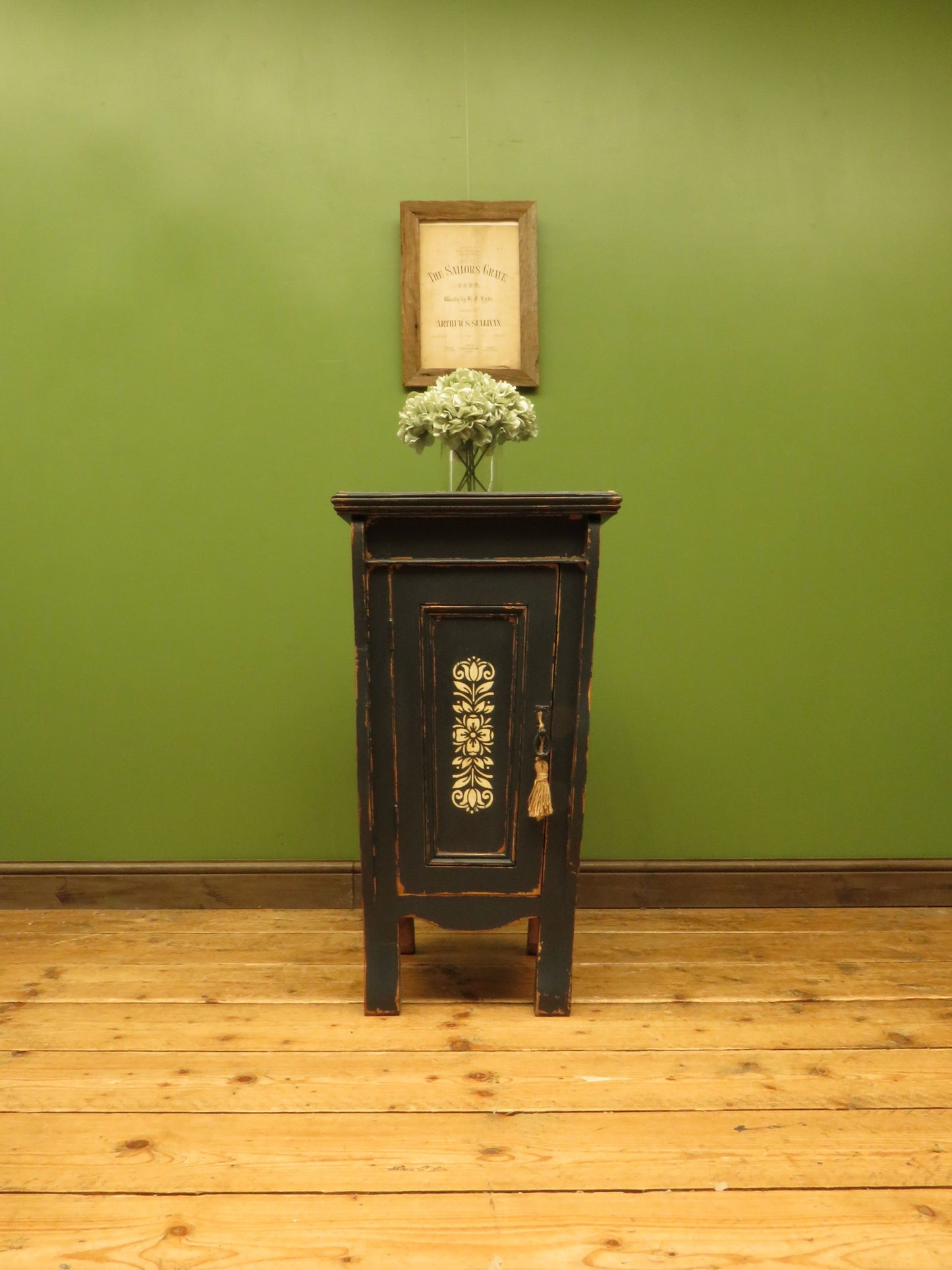 Small Black French Cupboard with Stencil decoration