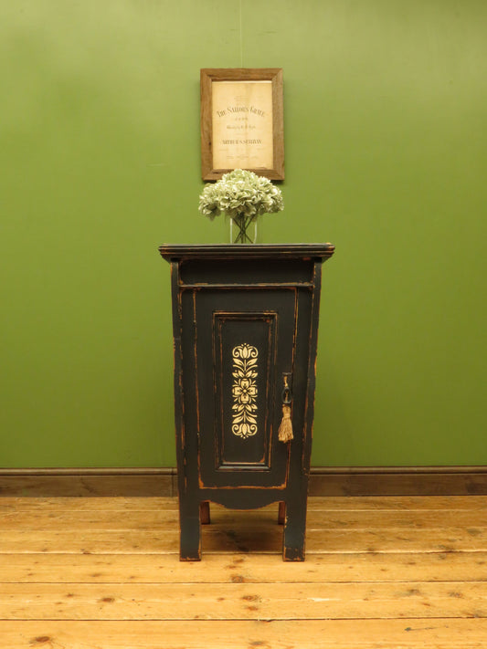 Small Black French Cupboard with Stencil decoration