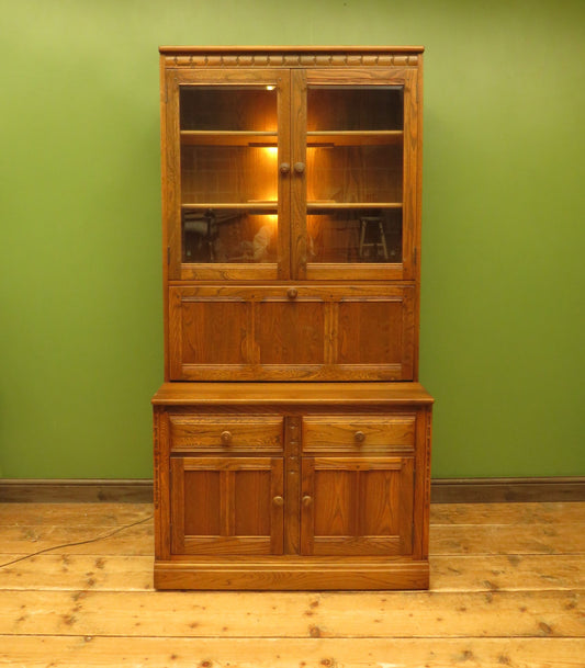 Vintage Ercol Golden Dawn Mural Wall Cupboard Display Drinks Cabinet