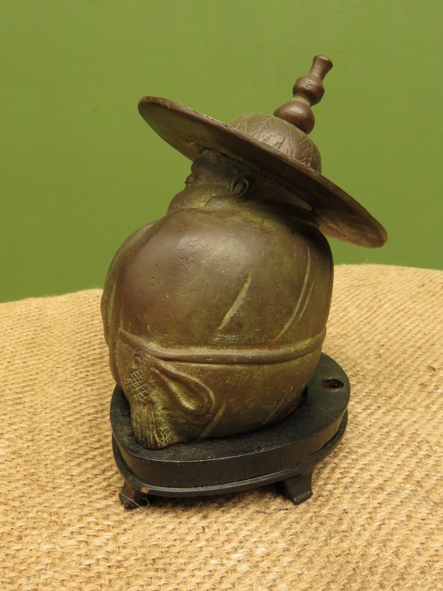 Old Oriental Bronze Seated Monk Figurine