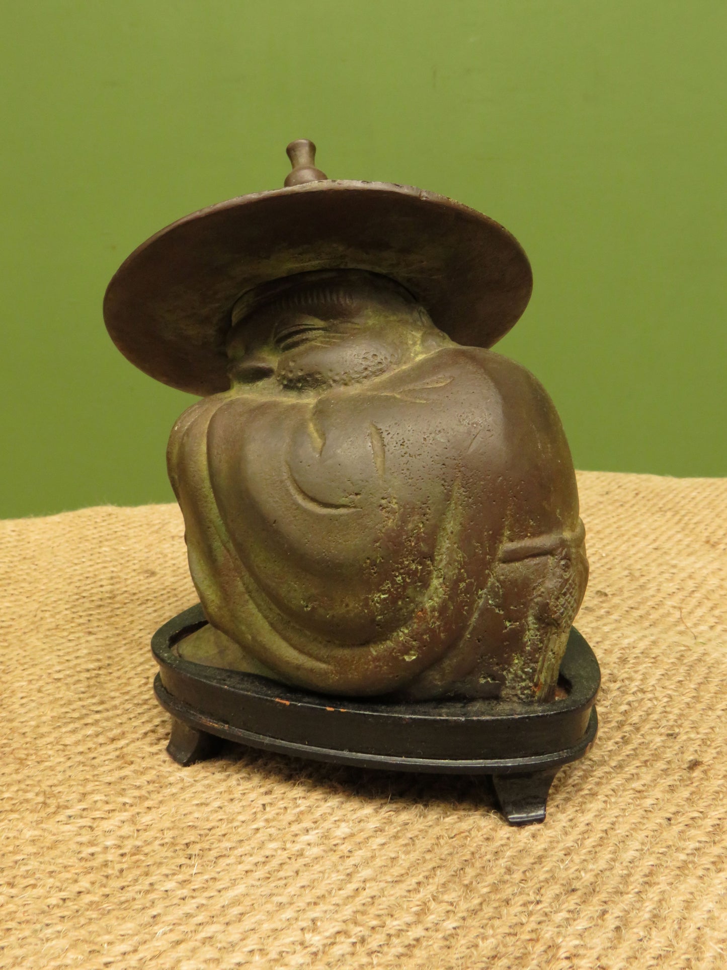 Old Oriental Bronze Seated Monk Figurine