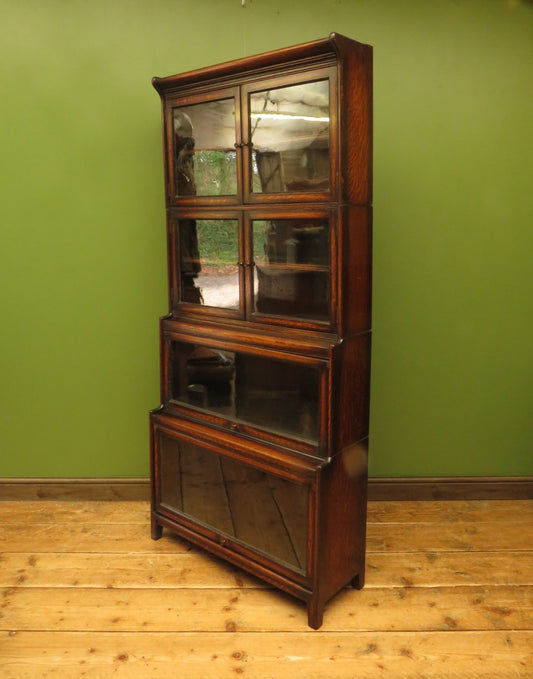 Four Section Oak Barristers Bookcase Gunn
