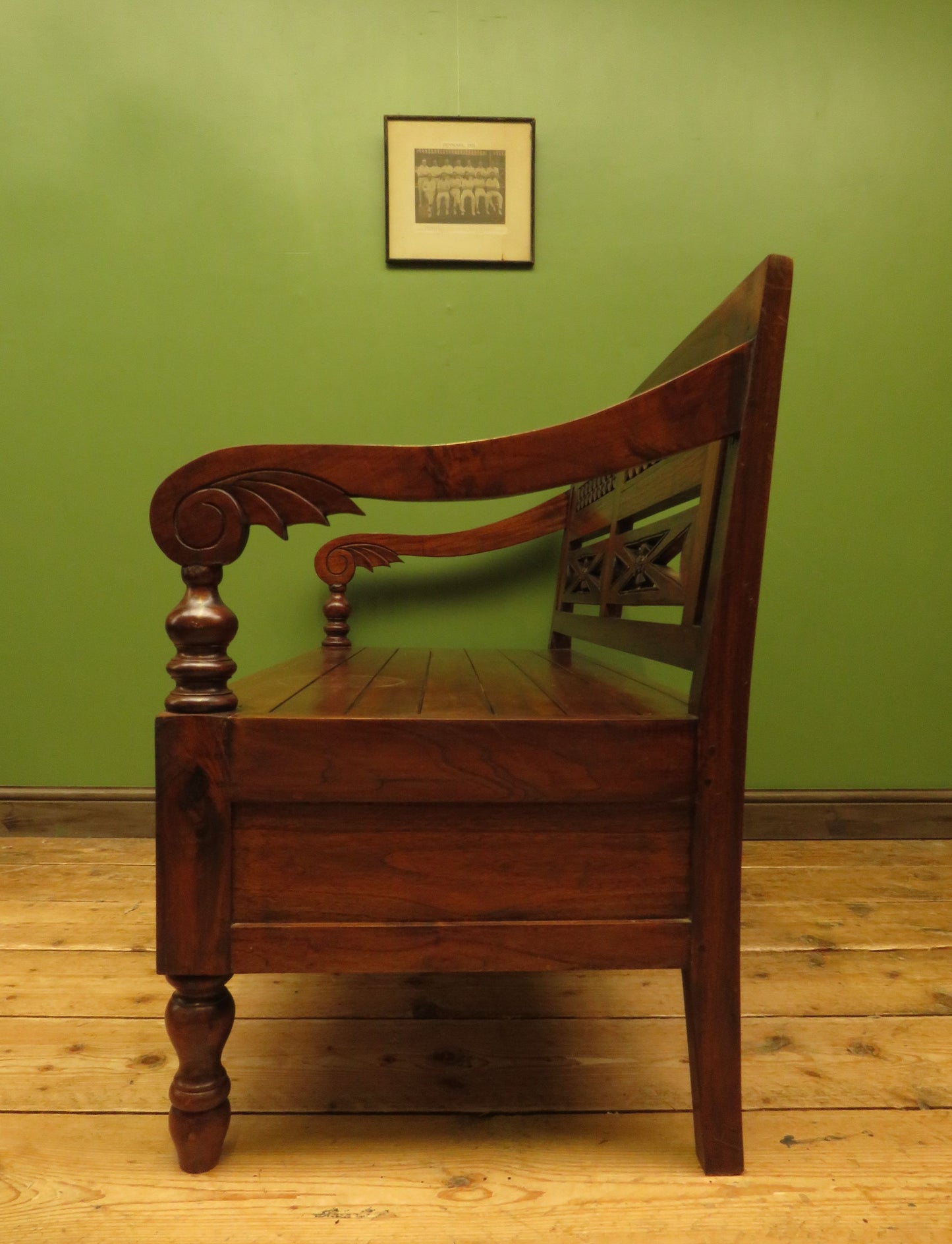 Colonial Anglo-Indian Style Bench with Drawers
