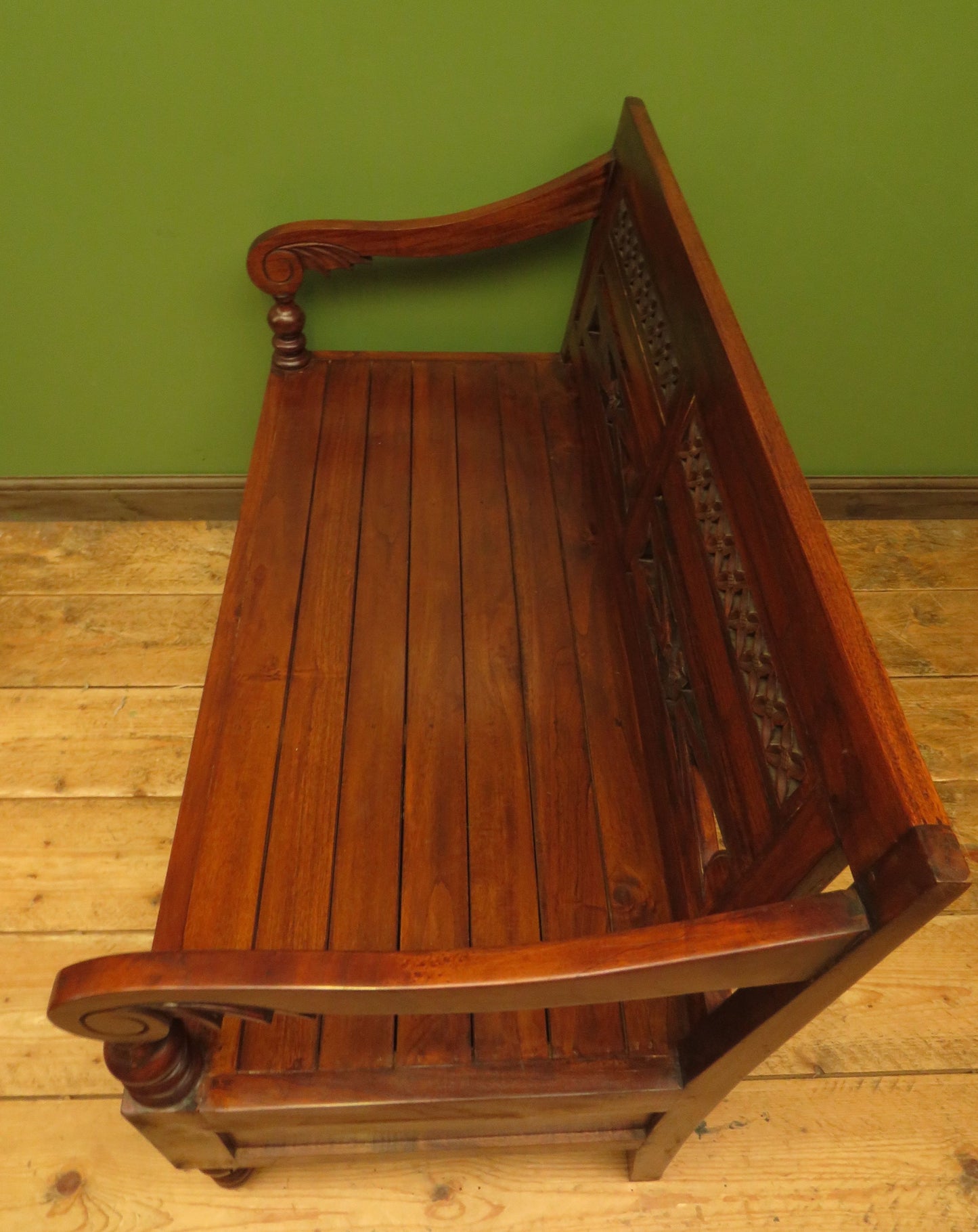 Colonial Anglo-Indian Style Bench with Drawers