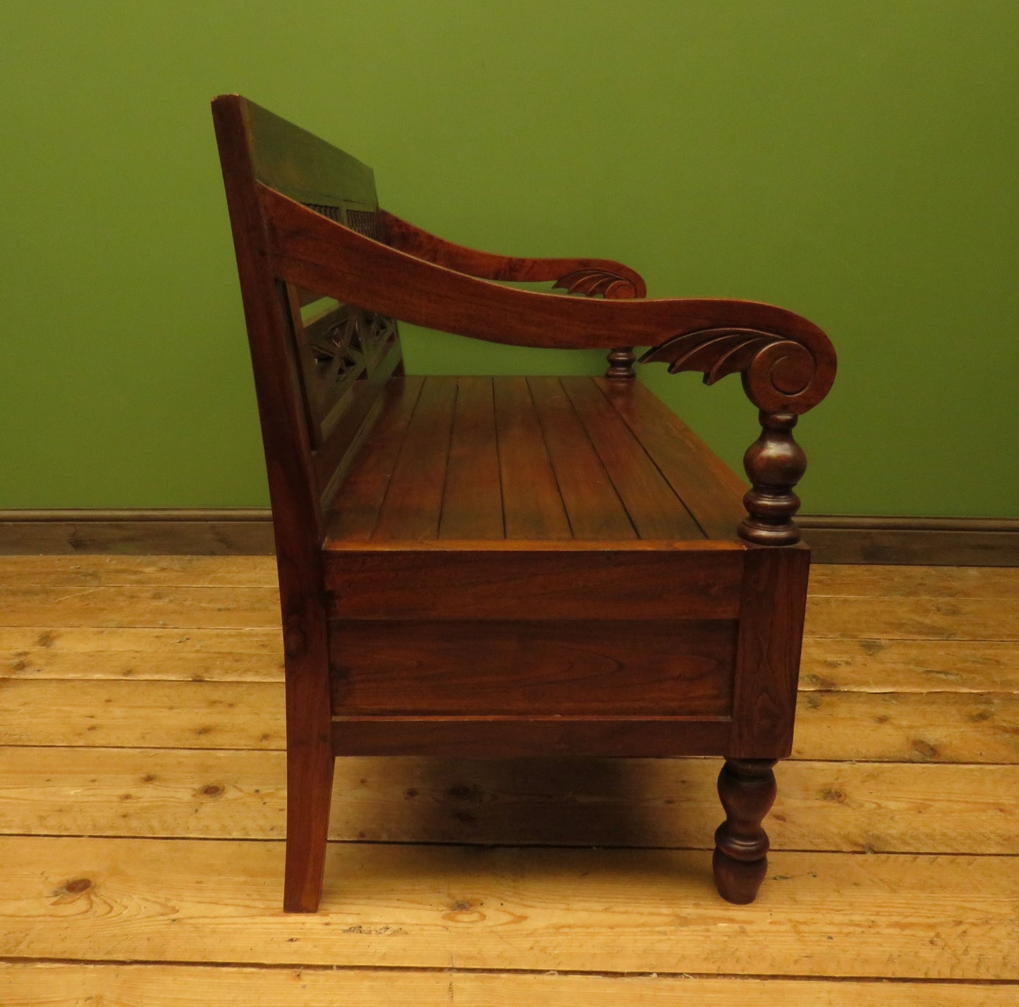 Colonial Anglo-Indian Style Bench with Drawers
