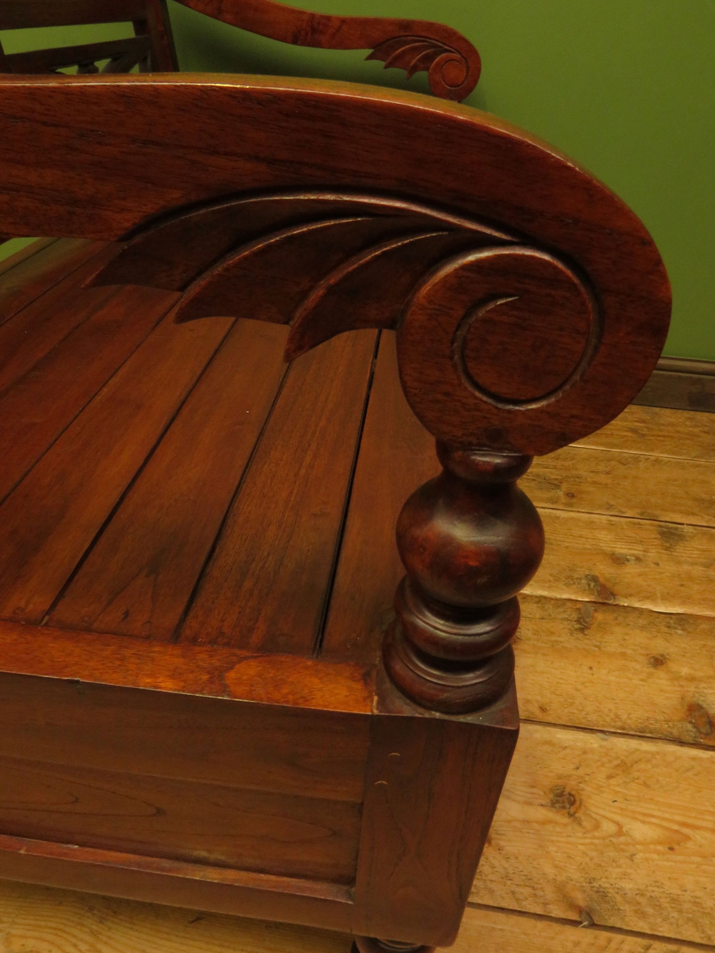 Colonial Anglo-Indian Style Bench with Drawers