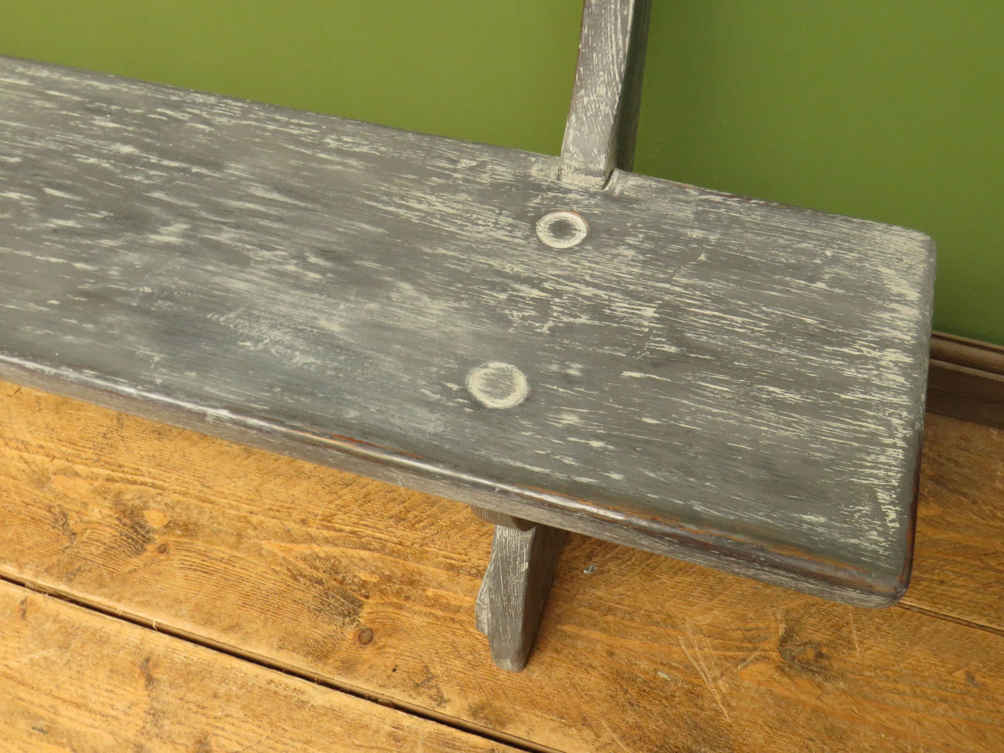 Shabby Chic Antique Grey Church Bench