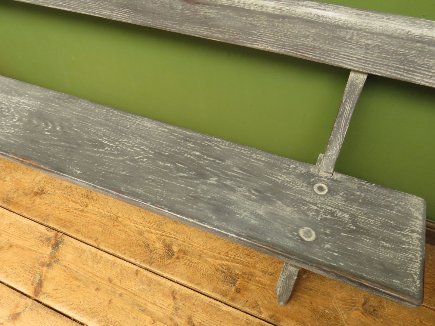 Shabby Chic Antique Grey Church Bench