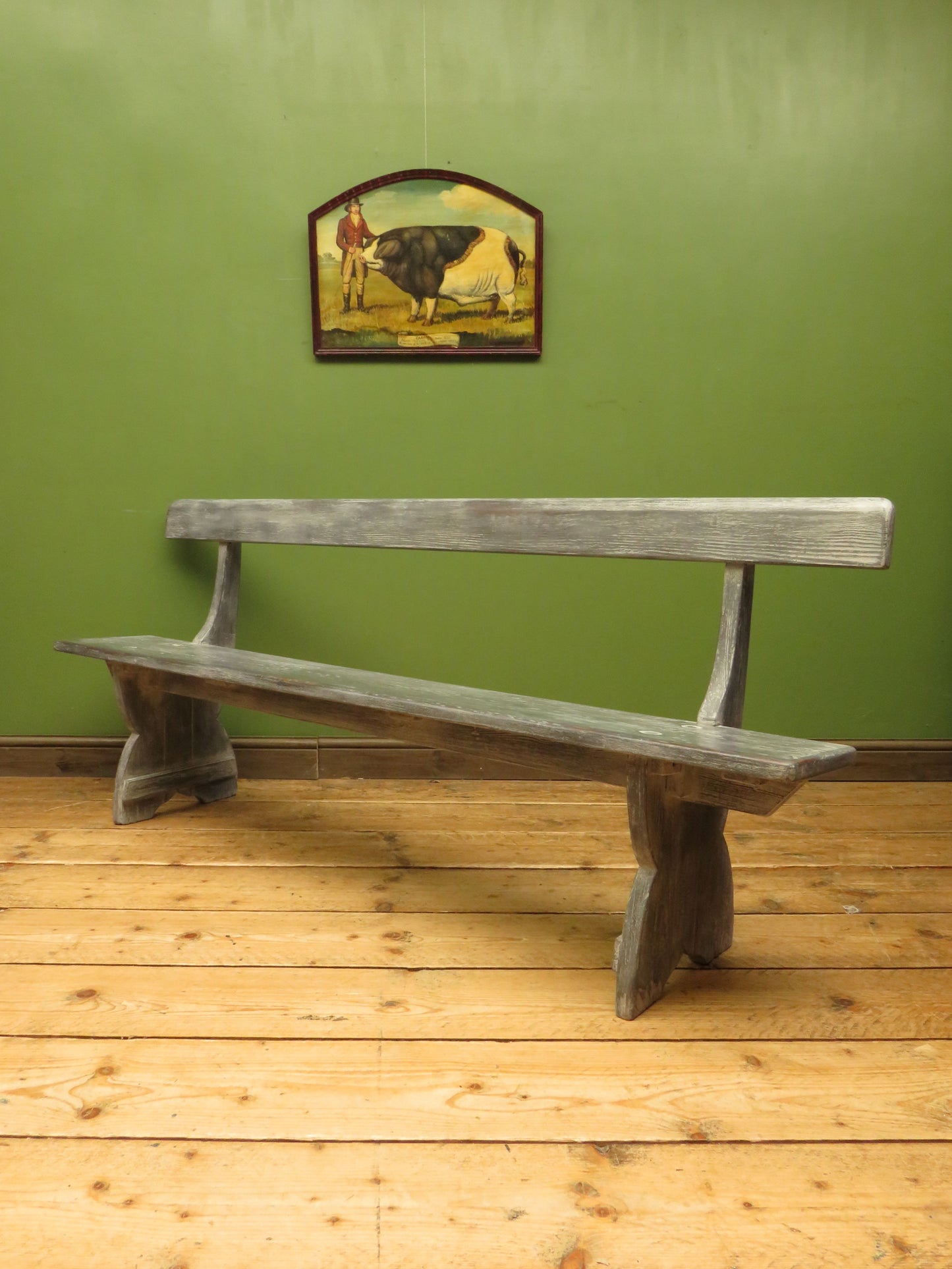 Shabby Chic Antique Grey Church Bench