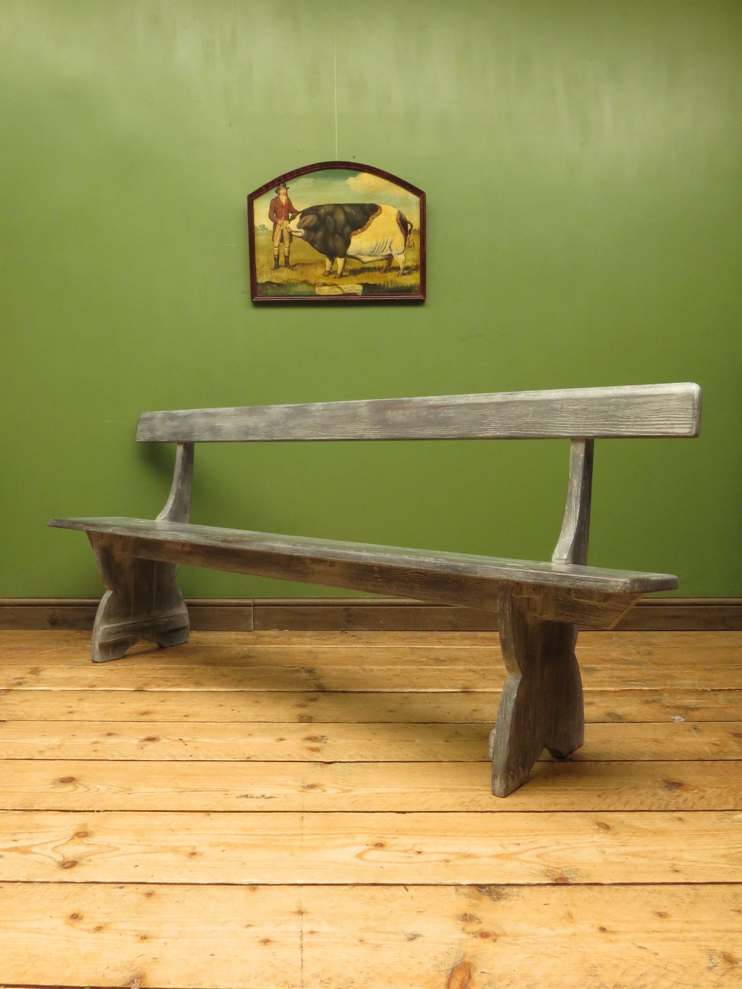 Shabby Chic Antique Grey Church Bench