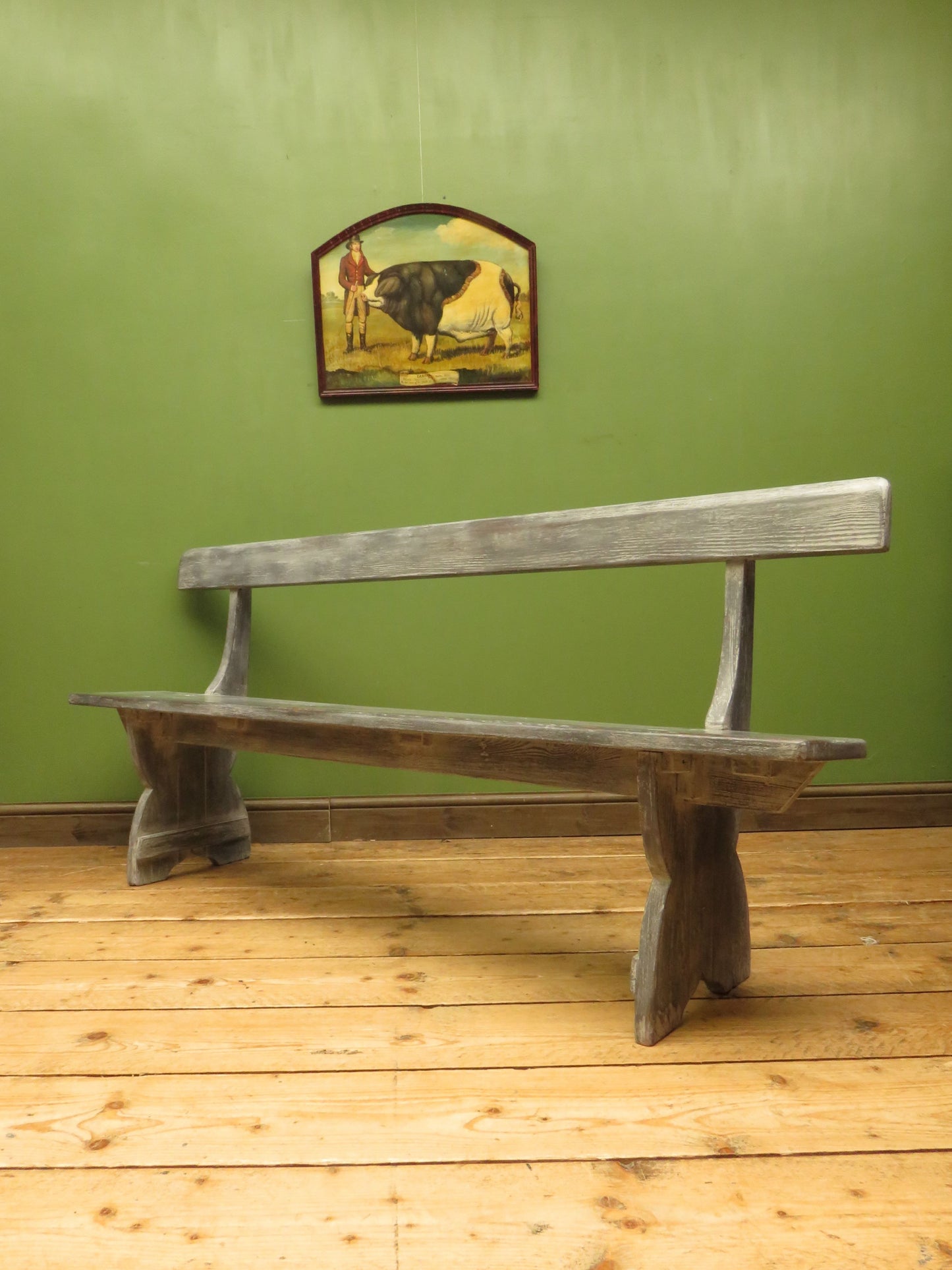 Shabby Chic Antique Grey Church Bench