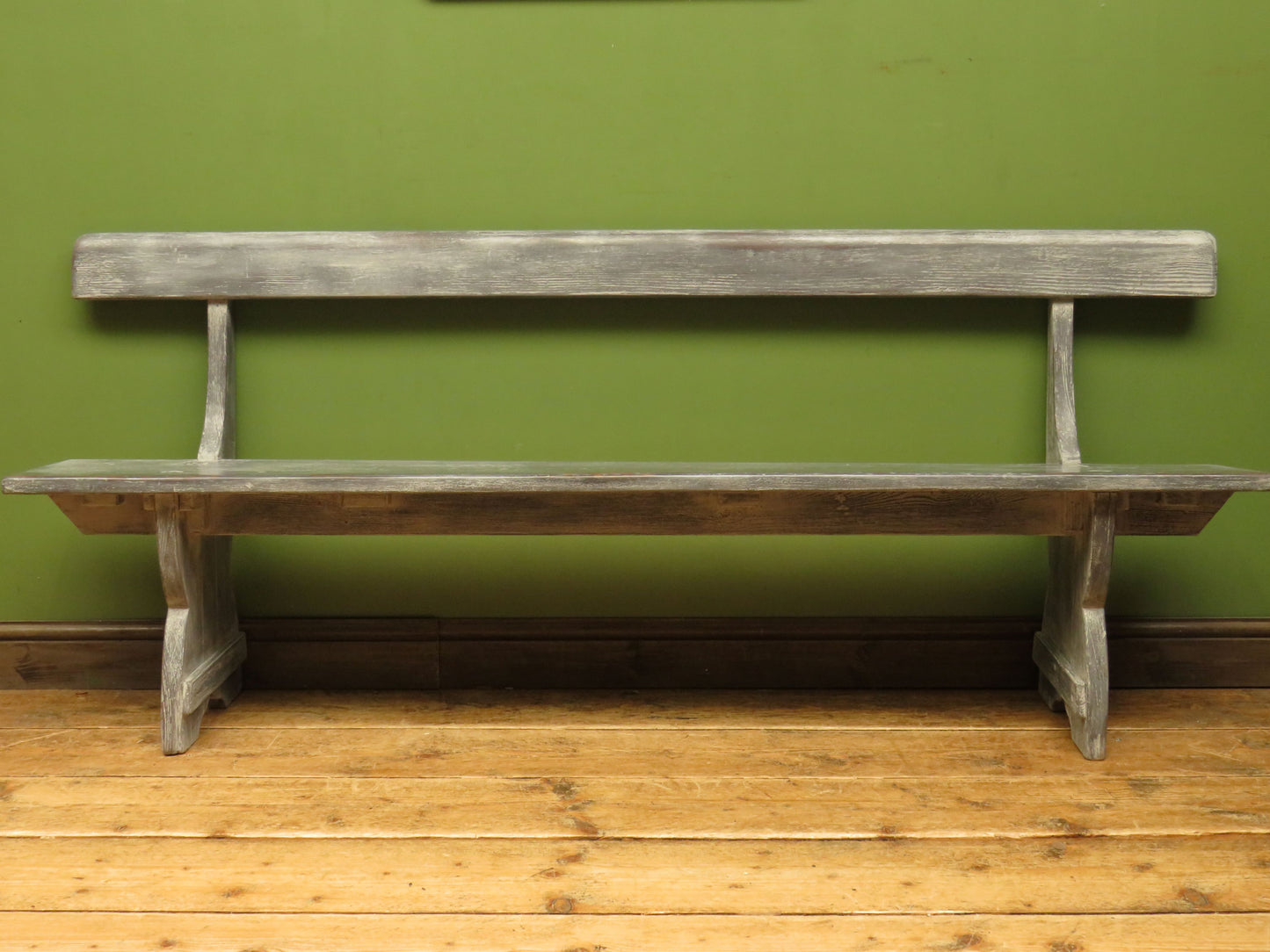 Shabby Chic Antique Grey Church Bench