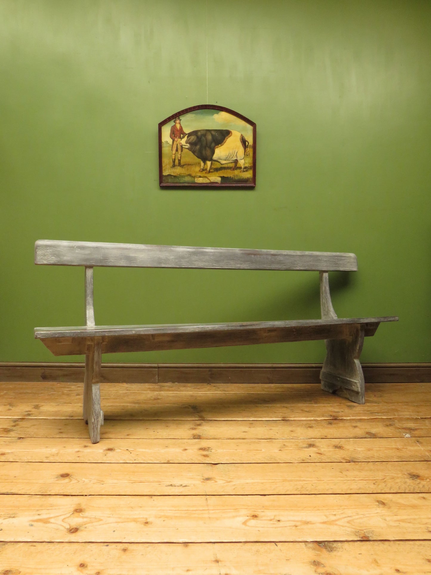 Shabby Chic Antique Grey Church Bench