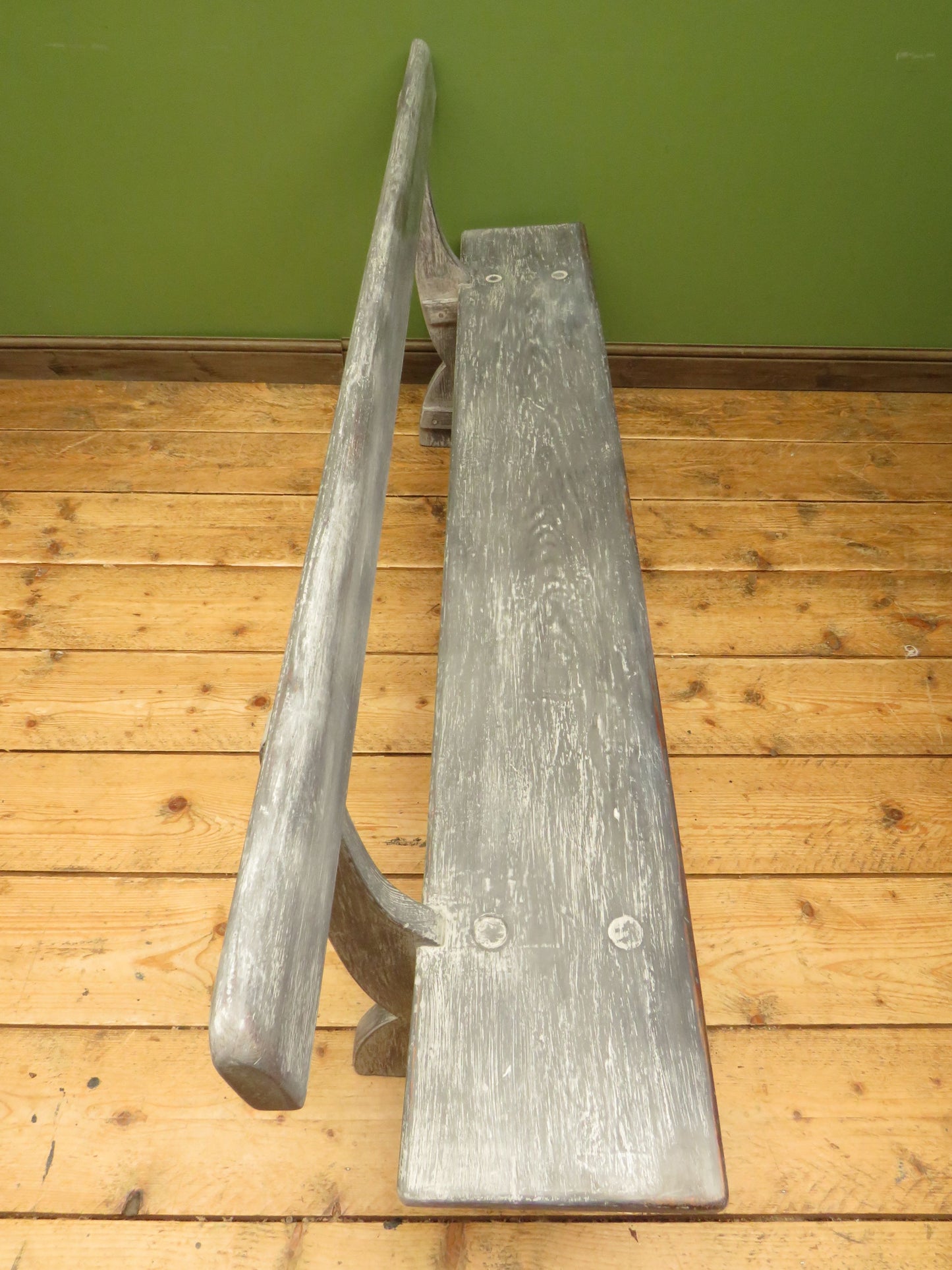 Shabby Chic Antique Grey Church Bench