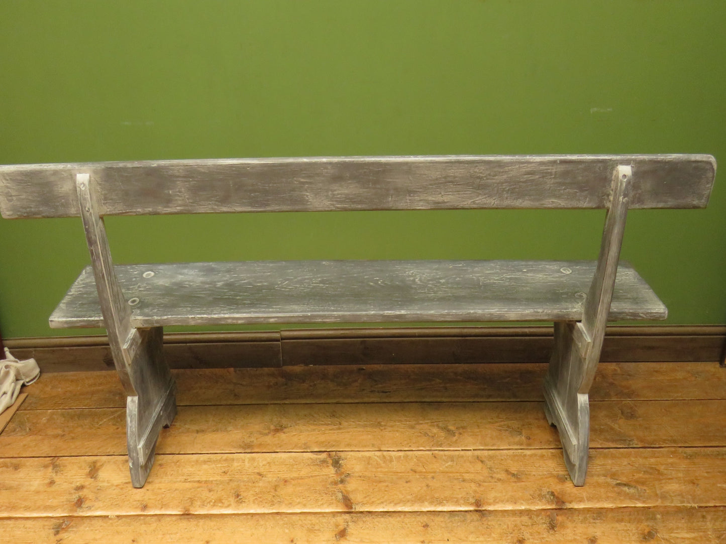 Shabby Chic Antique Grey Church Bench