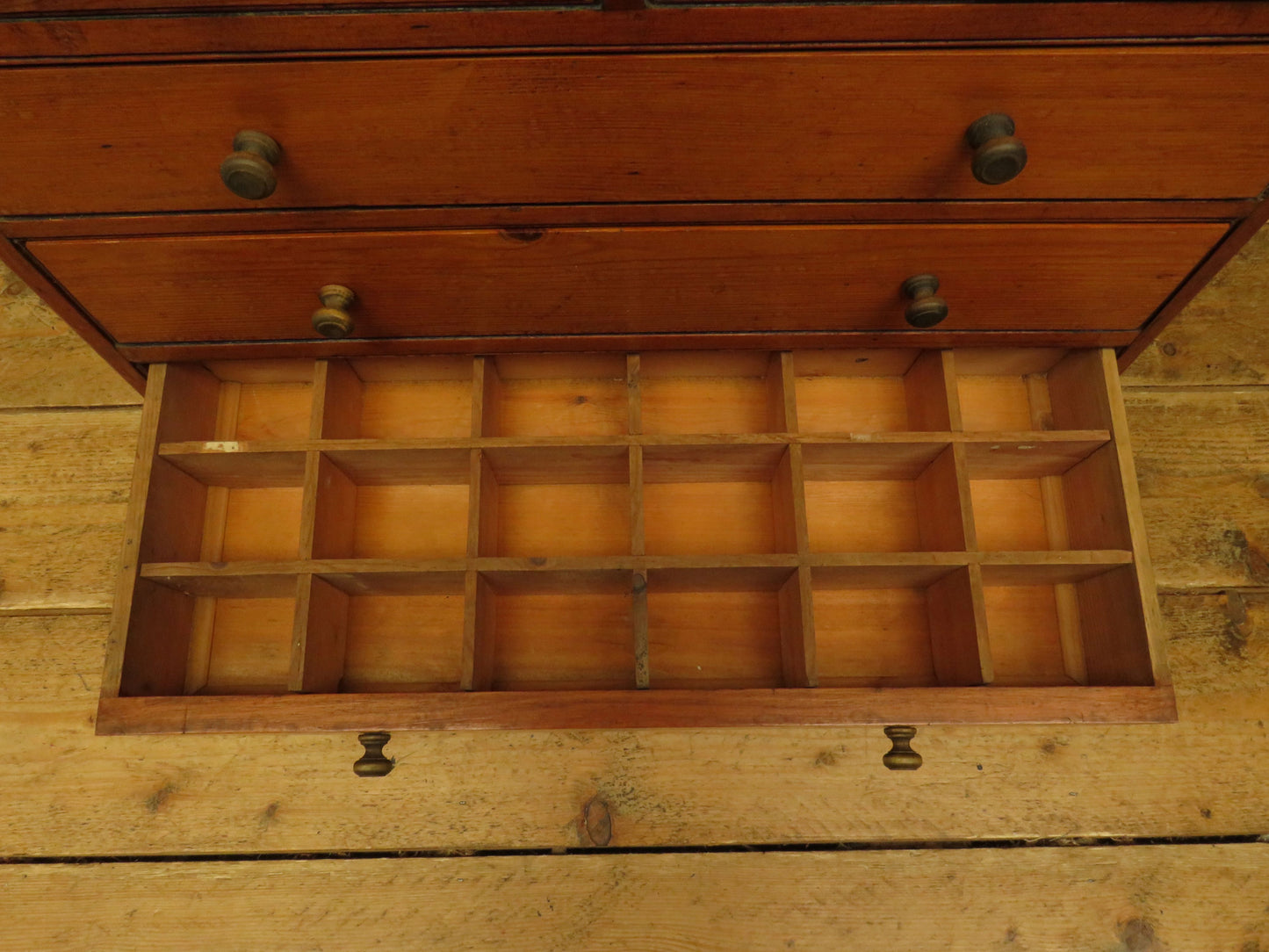 Vintage Pine Bank of Drawers, collectors chest