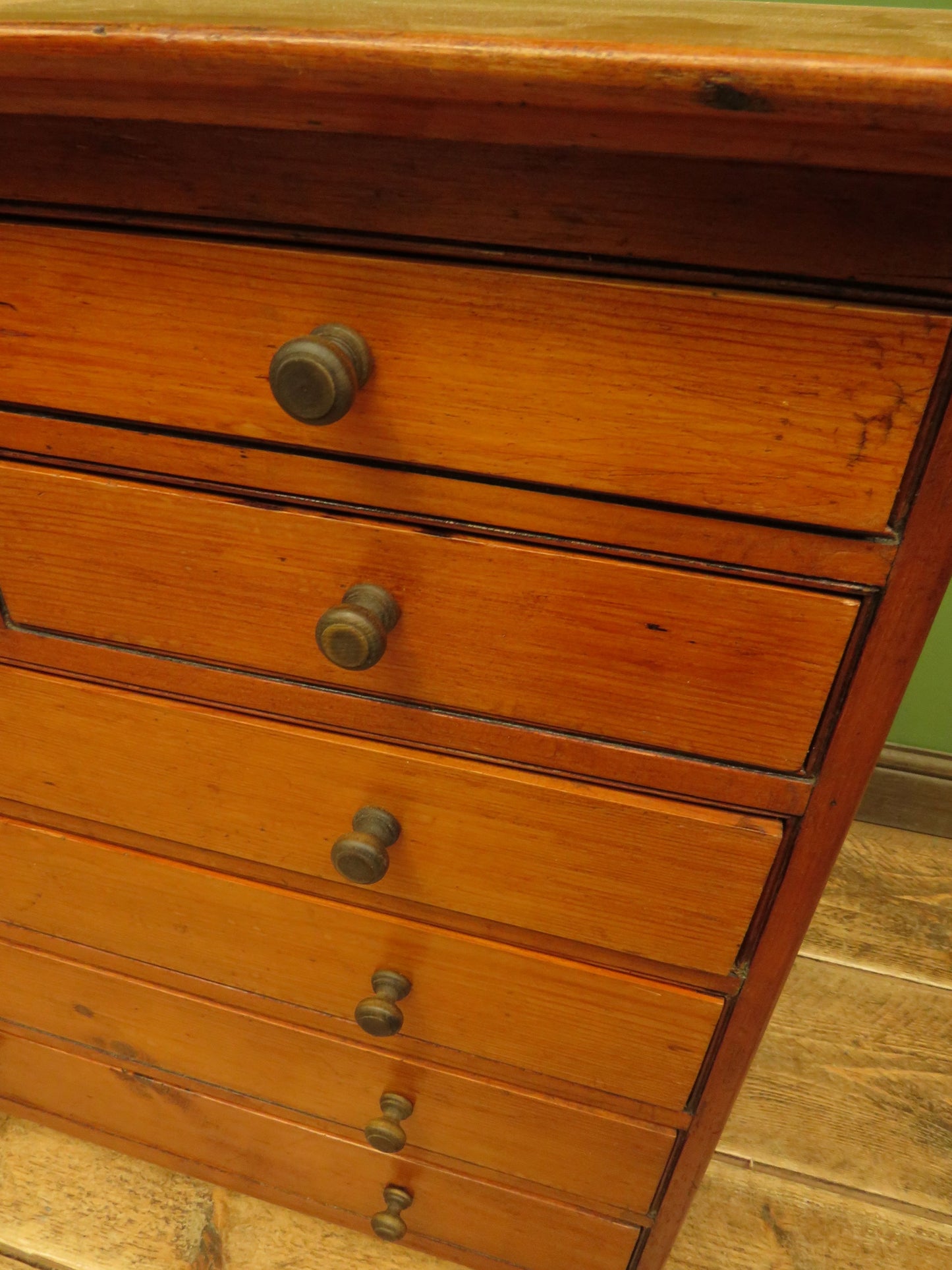 Vintage Pine Bank of Drawers, collectors chest