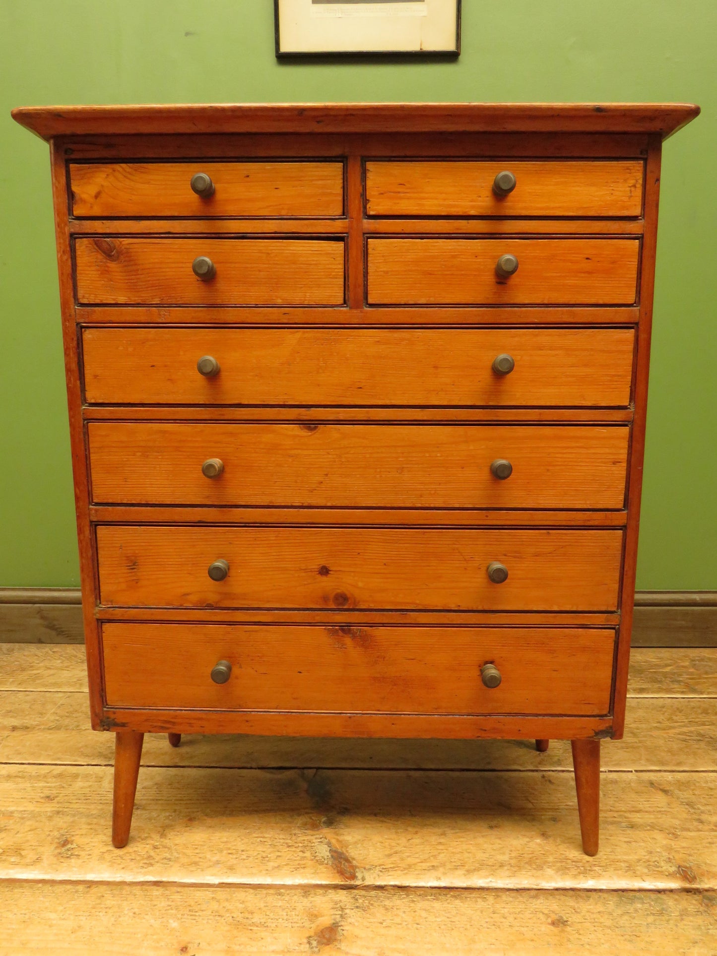 Vintage Pine Bank of Drawers, collectors chest