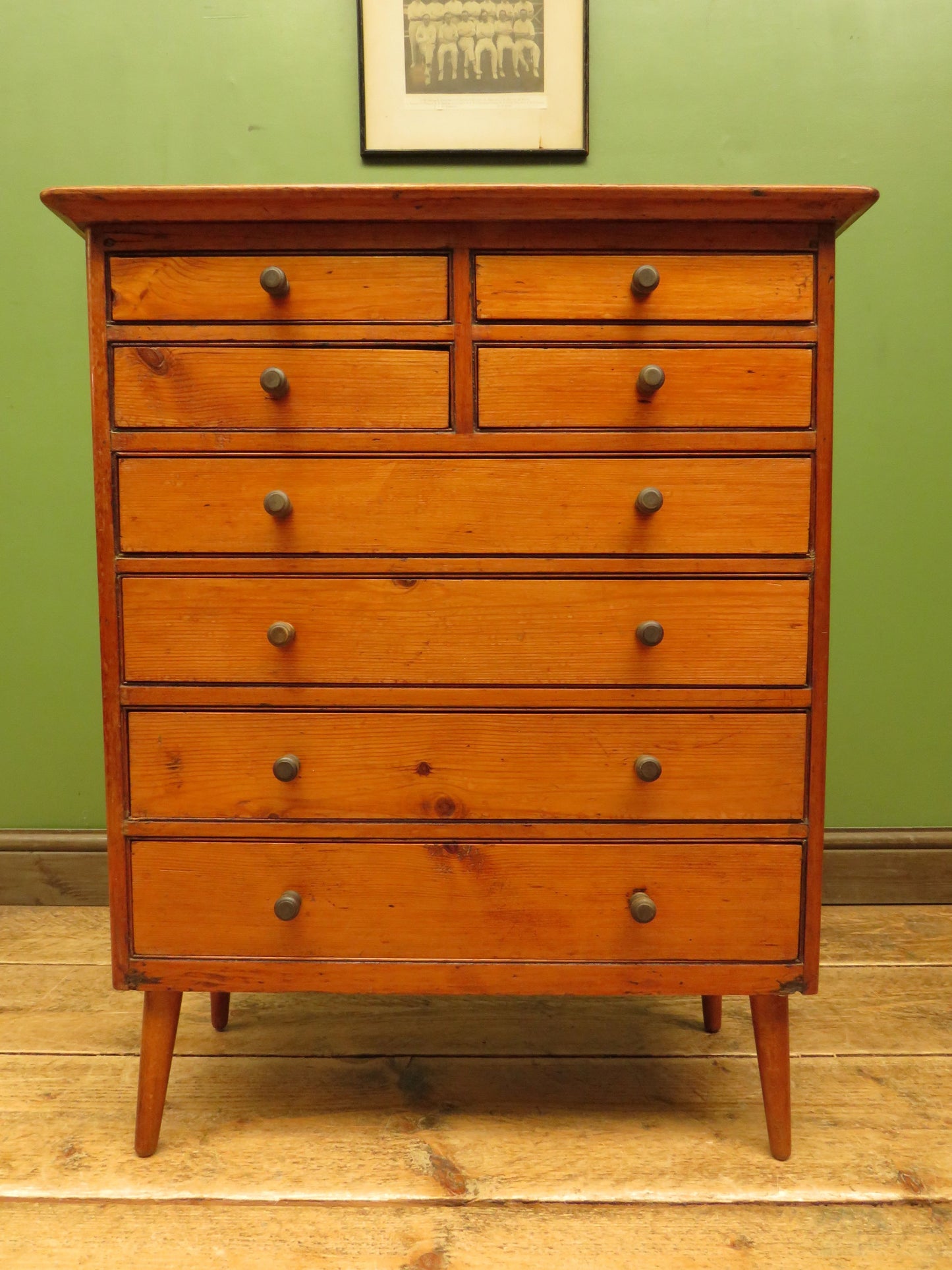 Vintage Pine Bank of Drawers, collectors chest