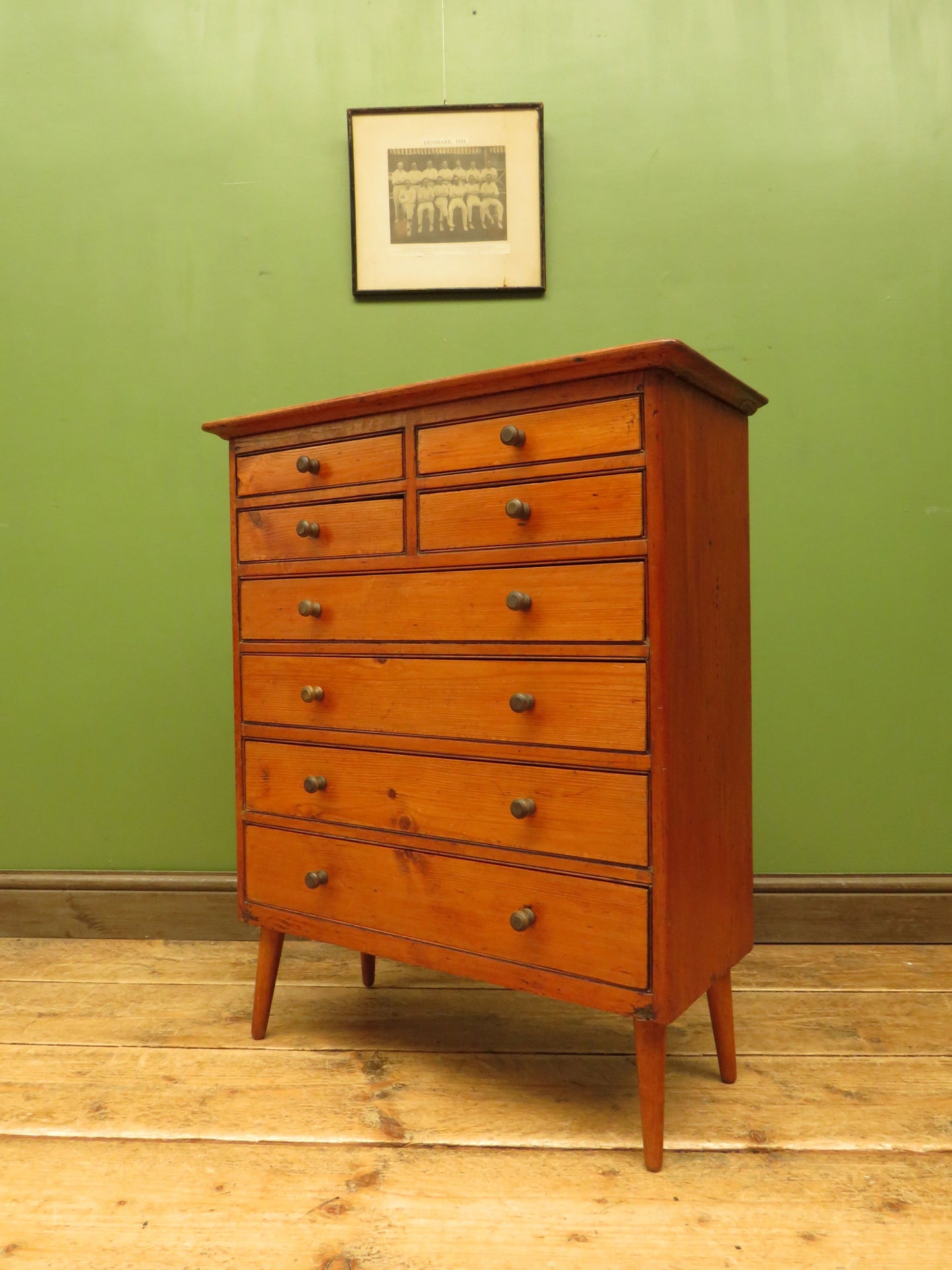 Vintage Pine Bank of Drawers, collectors chest