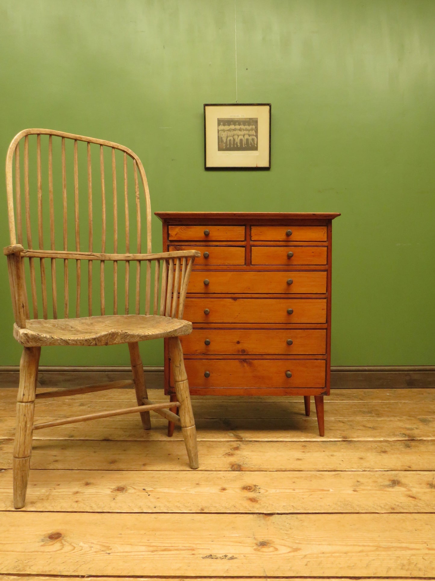 Vintage Pine Bank of Drawers, collectors chest