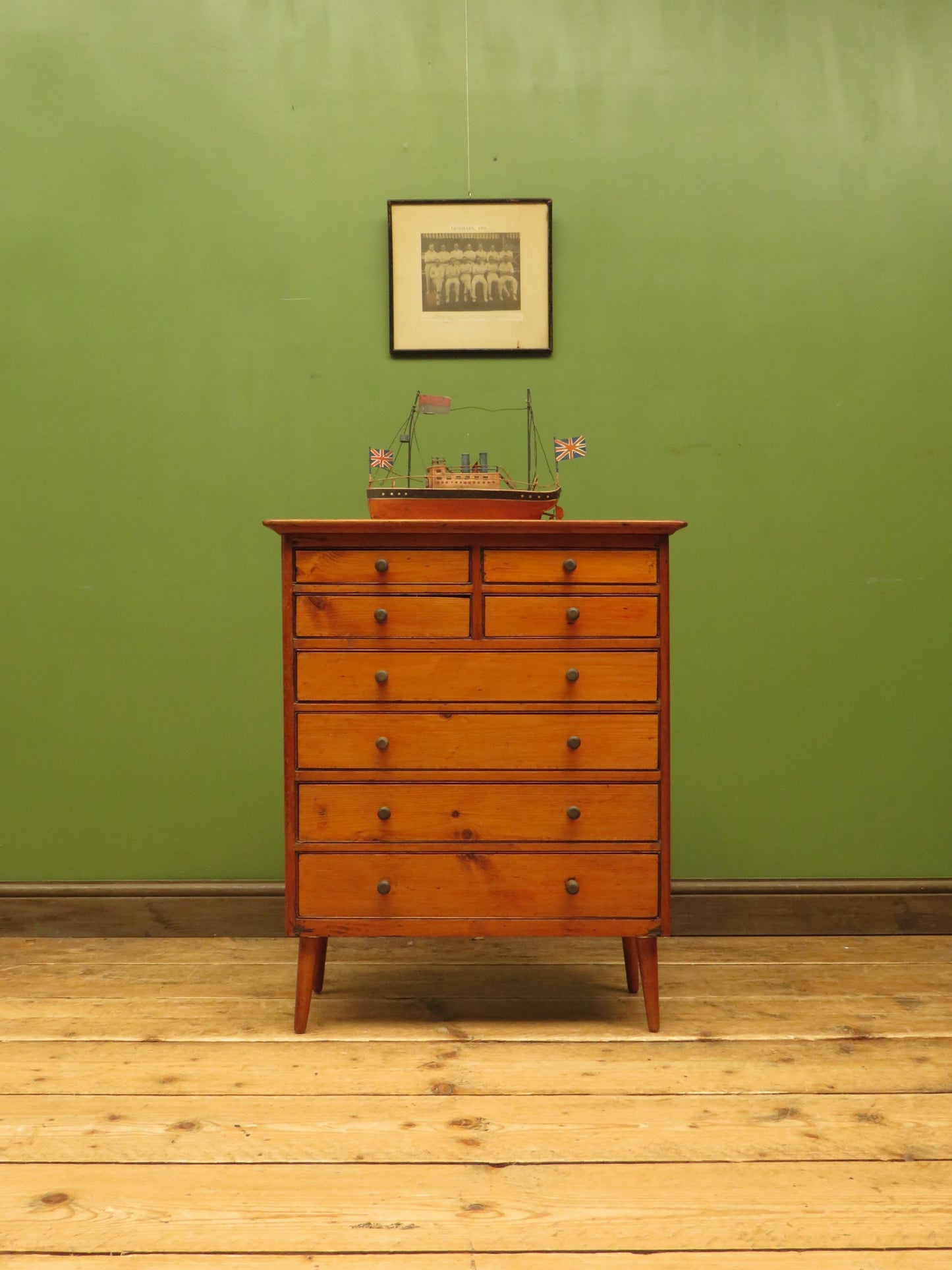 Vintage Pine Bank of Drawers, collectors chest