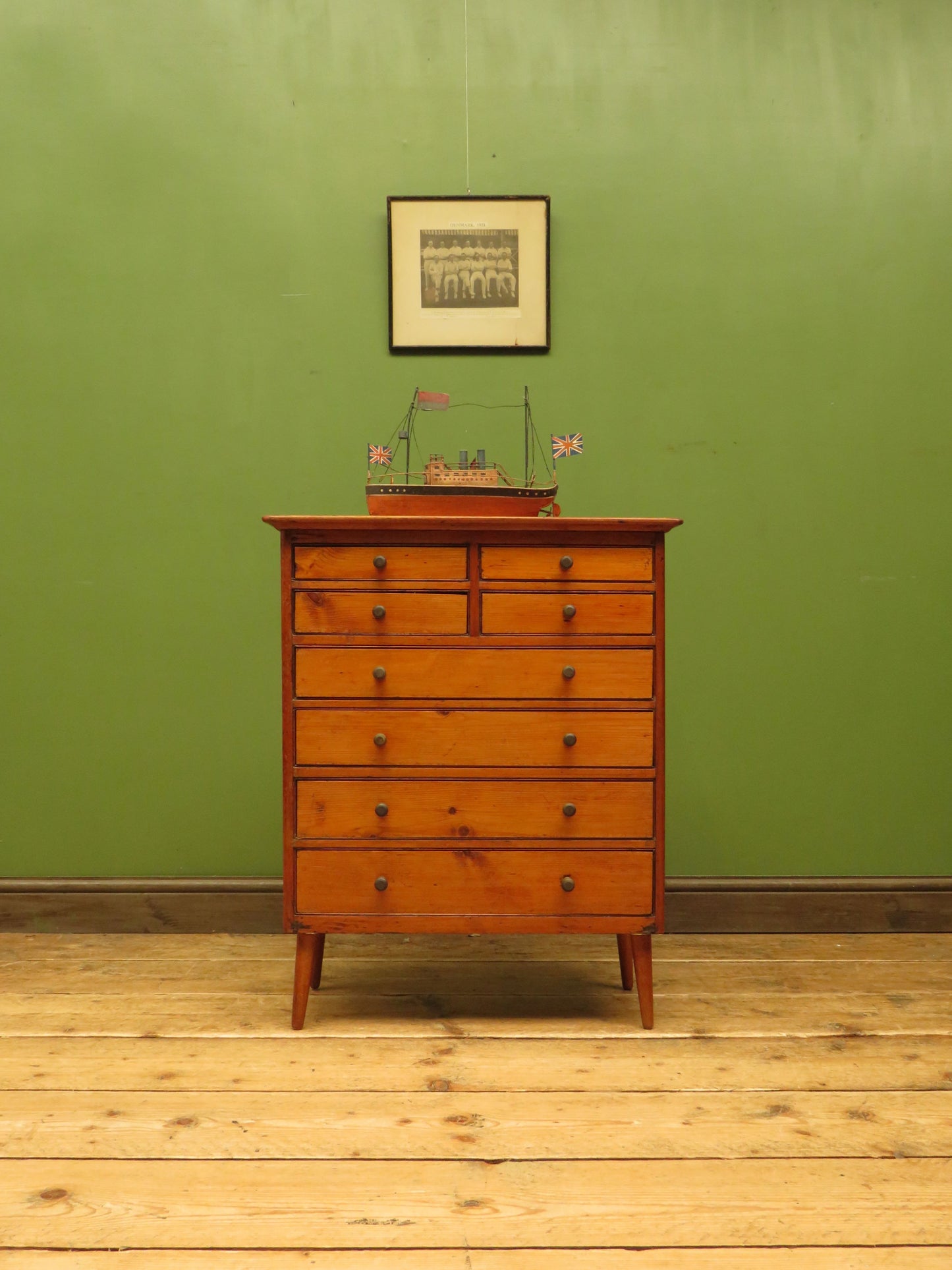 Vintage Pine Bank of Drawers, collectors chest