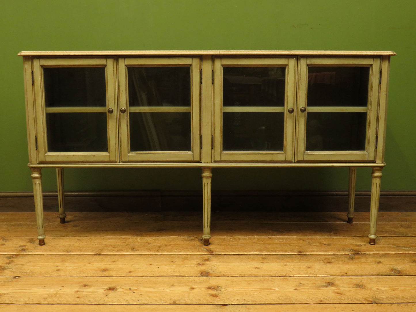 Shabby Chic Griege Display Sideboard with Glazed Doors