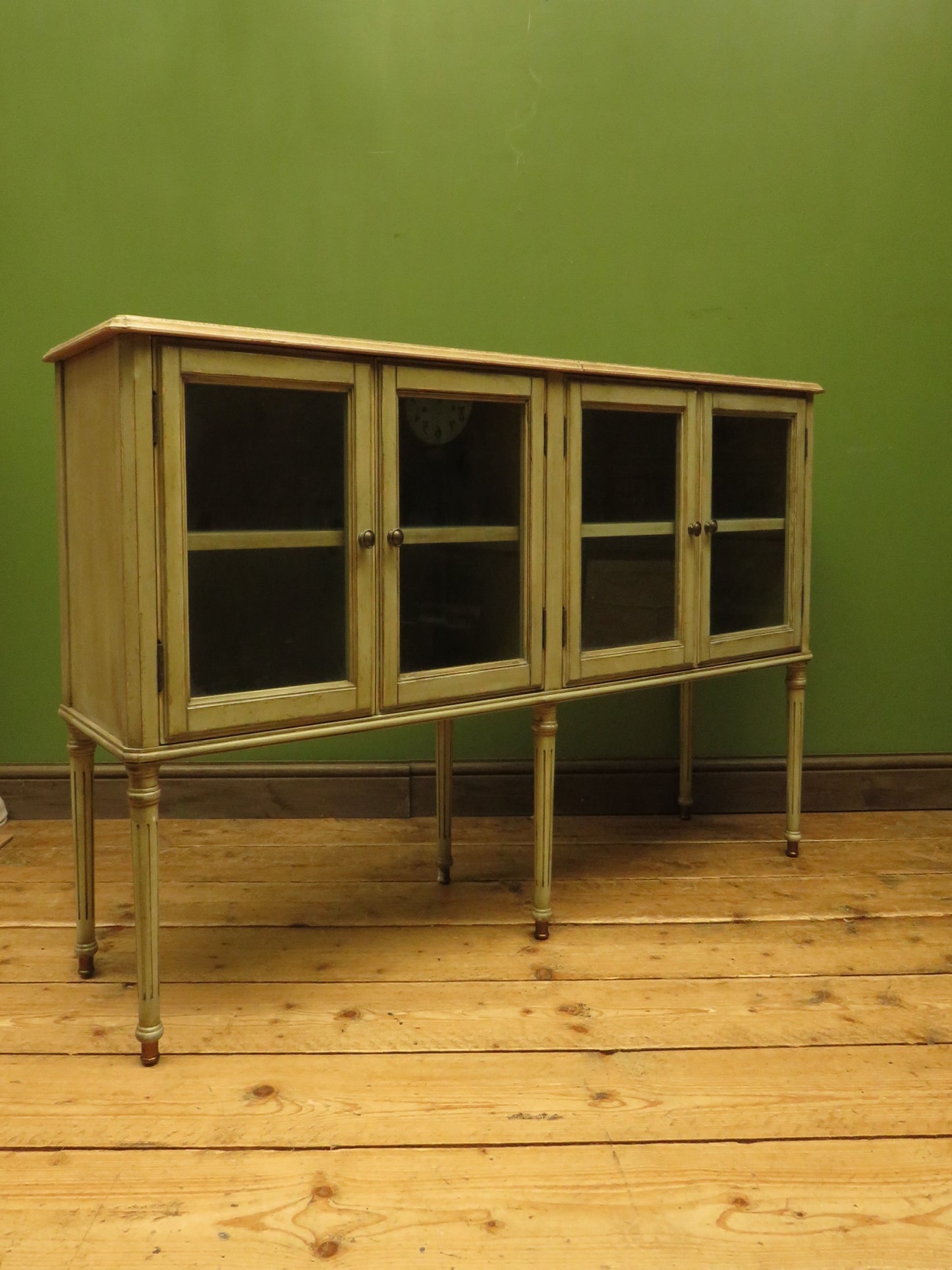 Shabby Chic Griege Display Sideboard with Glazed Doors