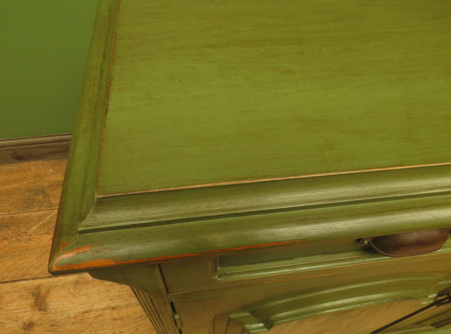 Small Green Painted Sideboard Cupboard with cup handles