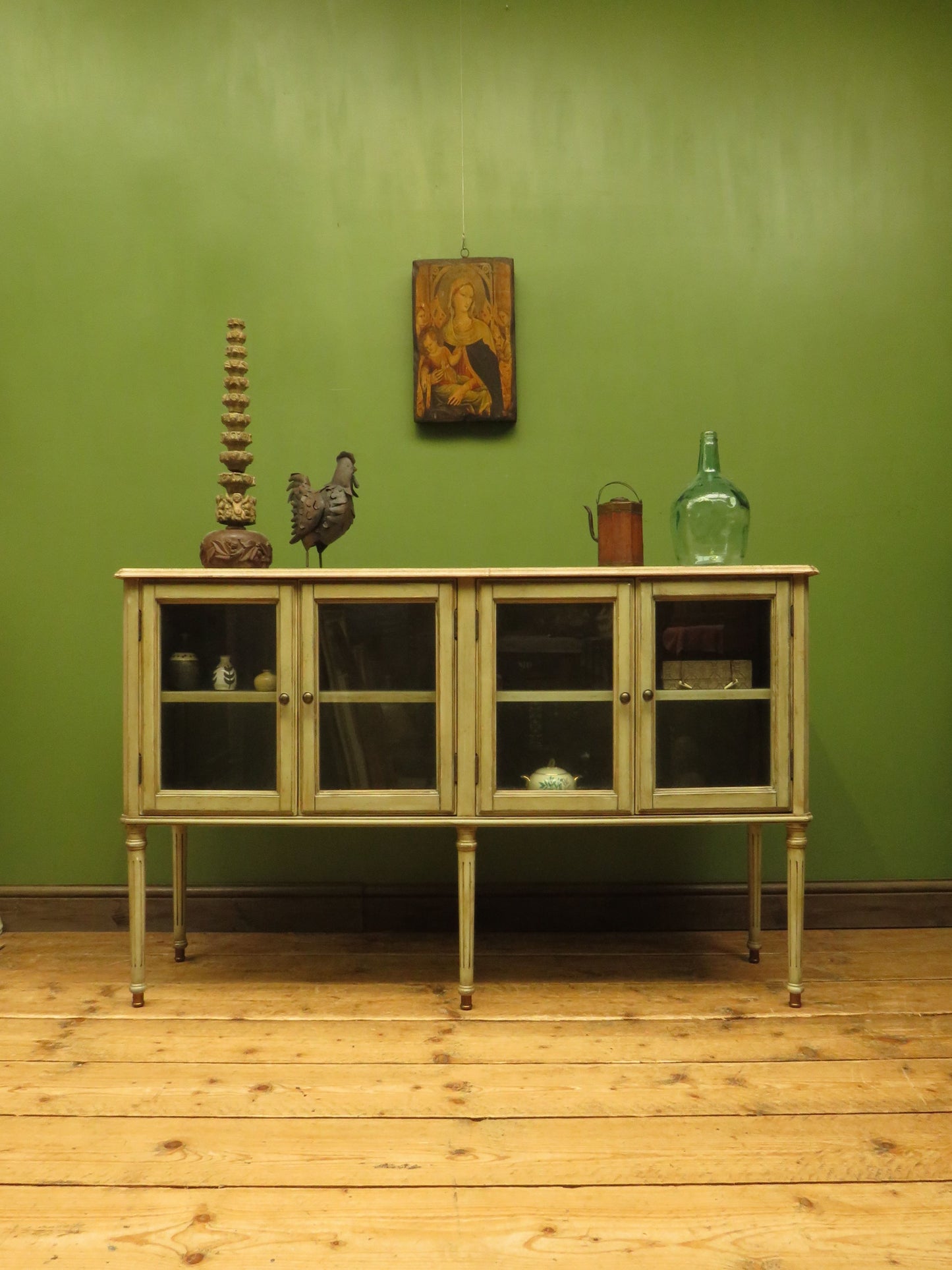 Shabby Chic Griege Display Sideboard with Glazed Doors