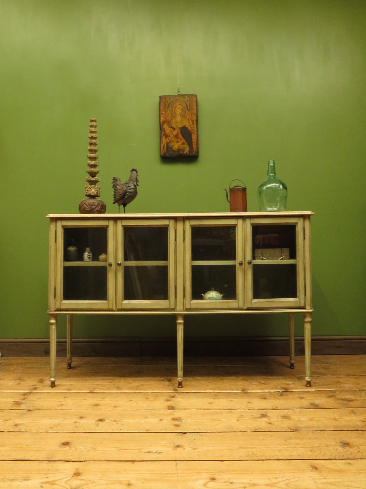 Shabby Chic Griege Display Sideboard with Glazed Doors