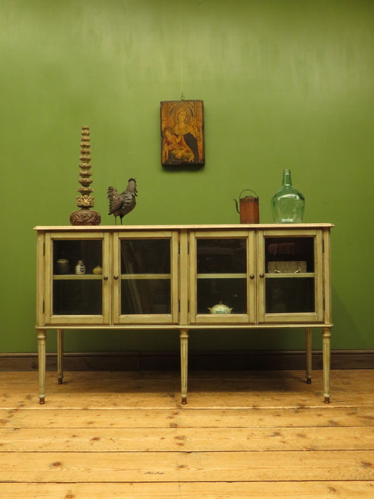 Shabby Chic Griege Display Sideboard with Glazed Doors