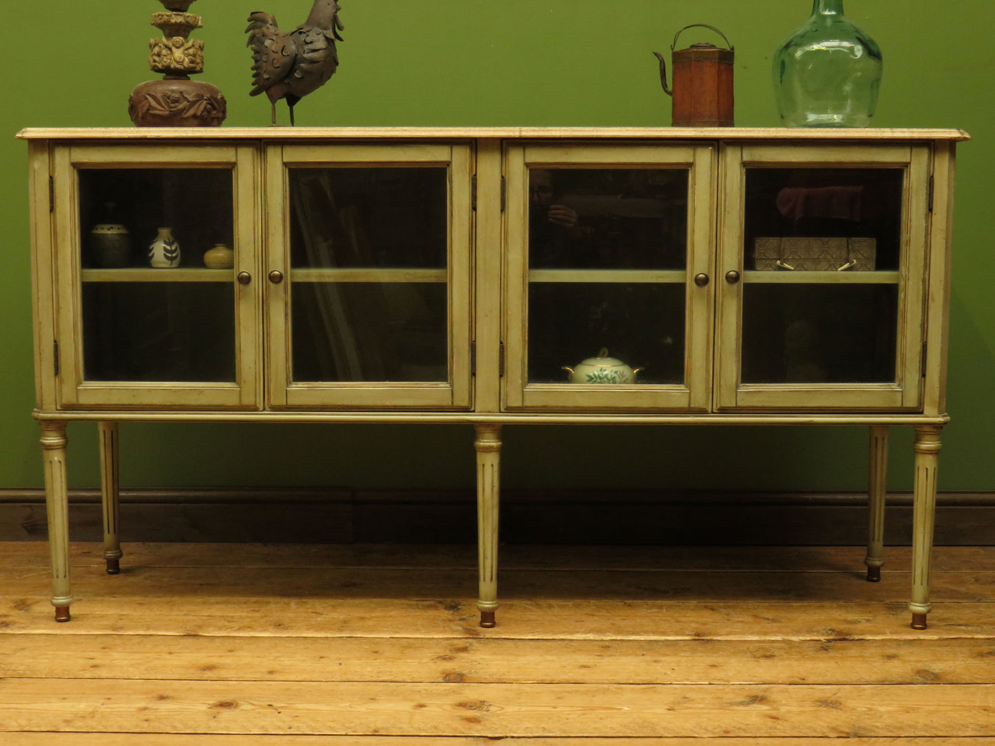 Shabby Chic Griege Display Sideboard with Glazed Doors