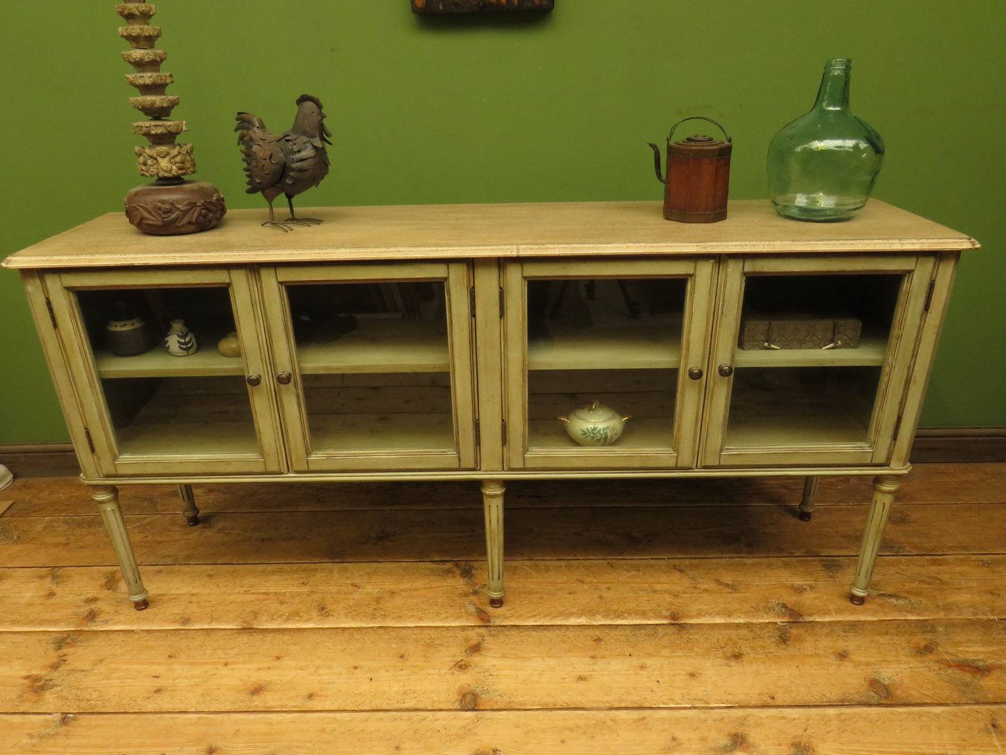 Shabby Chic Griege Display Sideboard with Glazed Doors