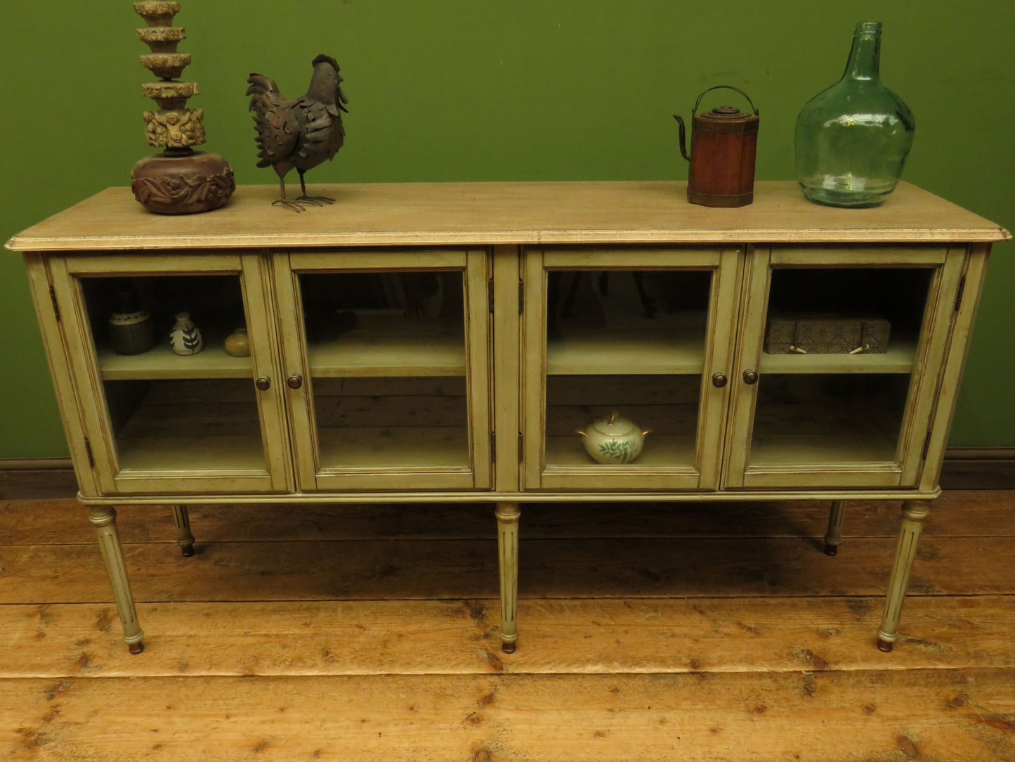 Shabby Chic Griege Display Sideboard with Glazed Doors