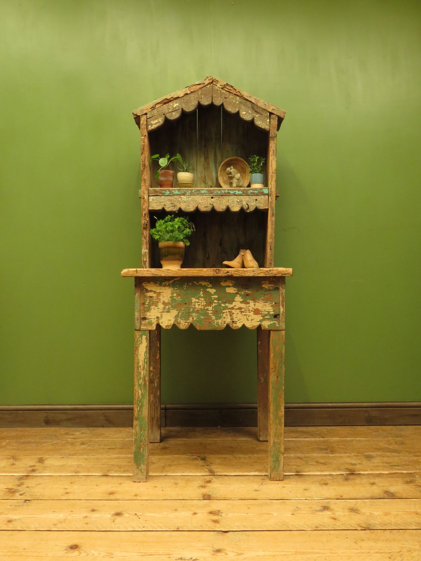 Old Rustic French Gardening Potting Shed Shop Display Hutch