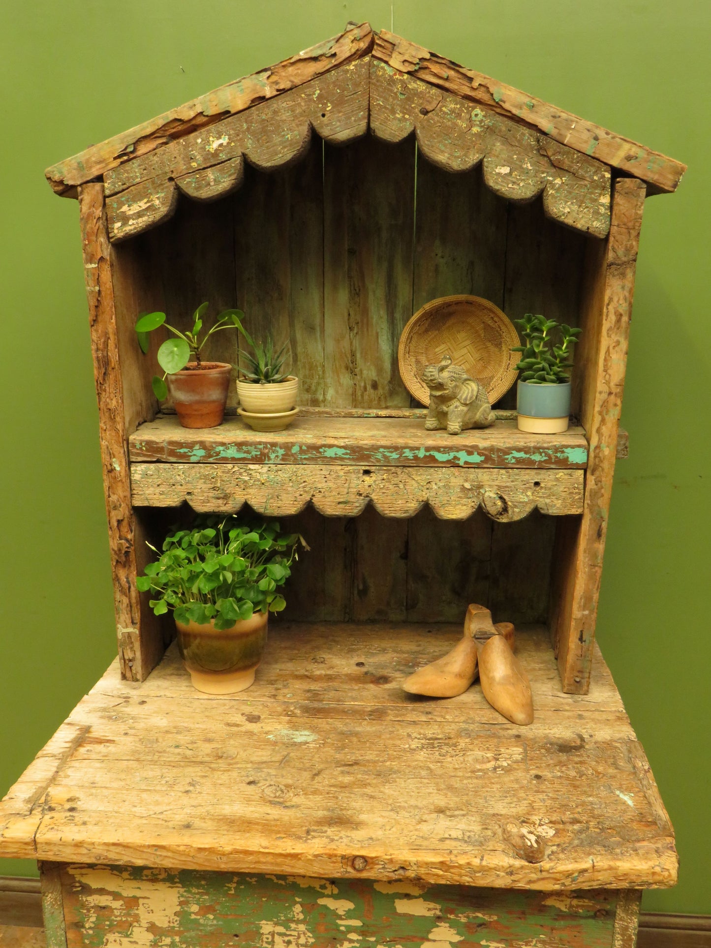 Old Rustic French Gardening Potting Shed Shop Display Hutch